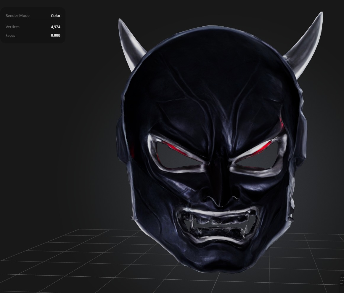 Cyber Oni Mask Low-poly 3D model_2