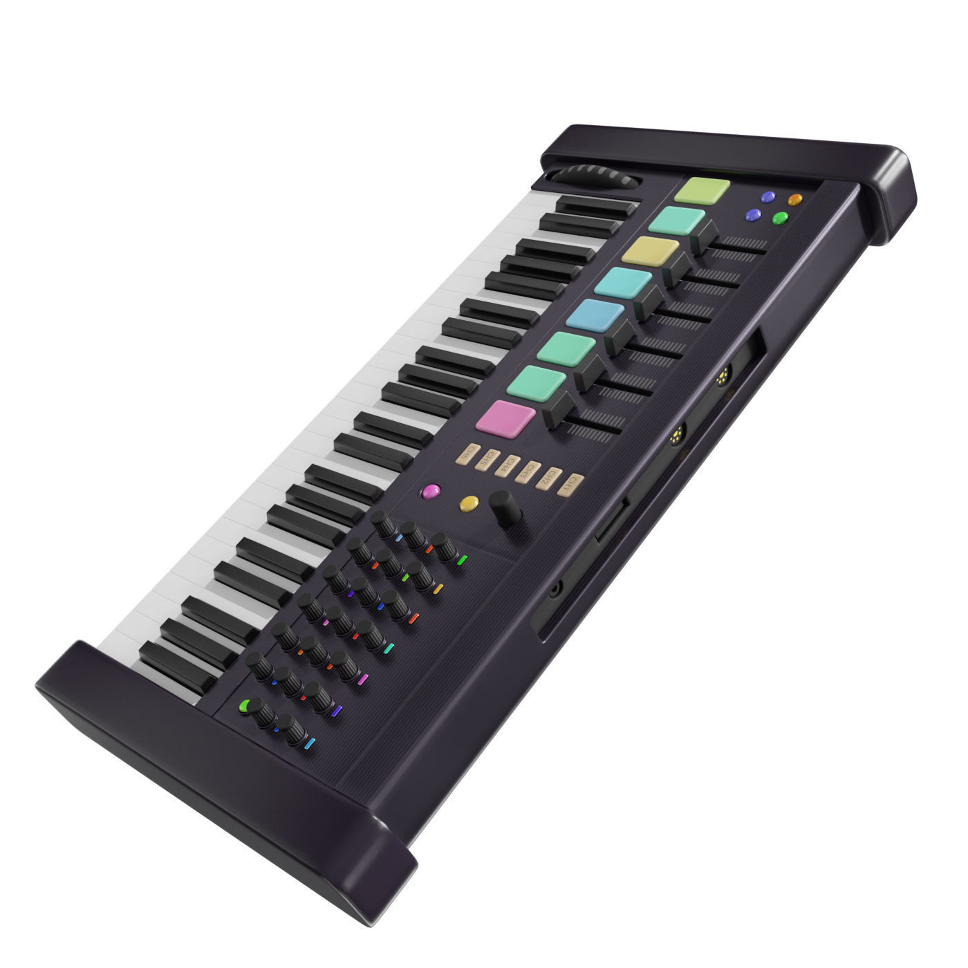 Midi keyboard with drum section Low-poly 3D model_1