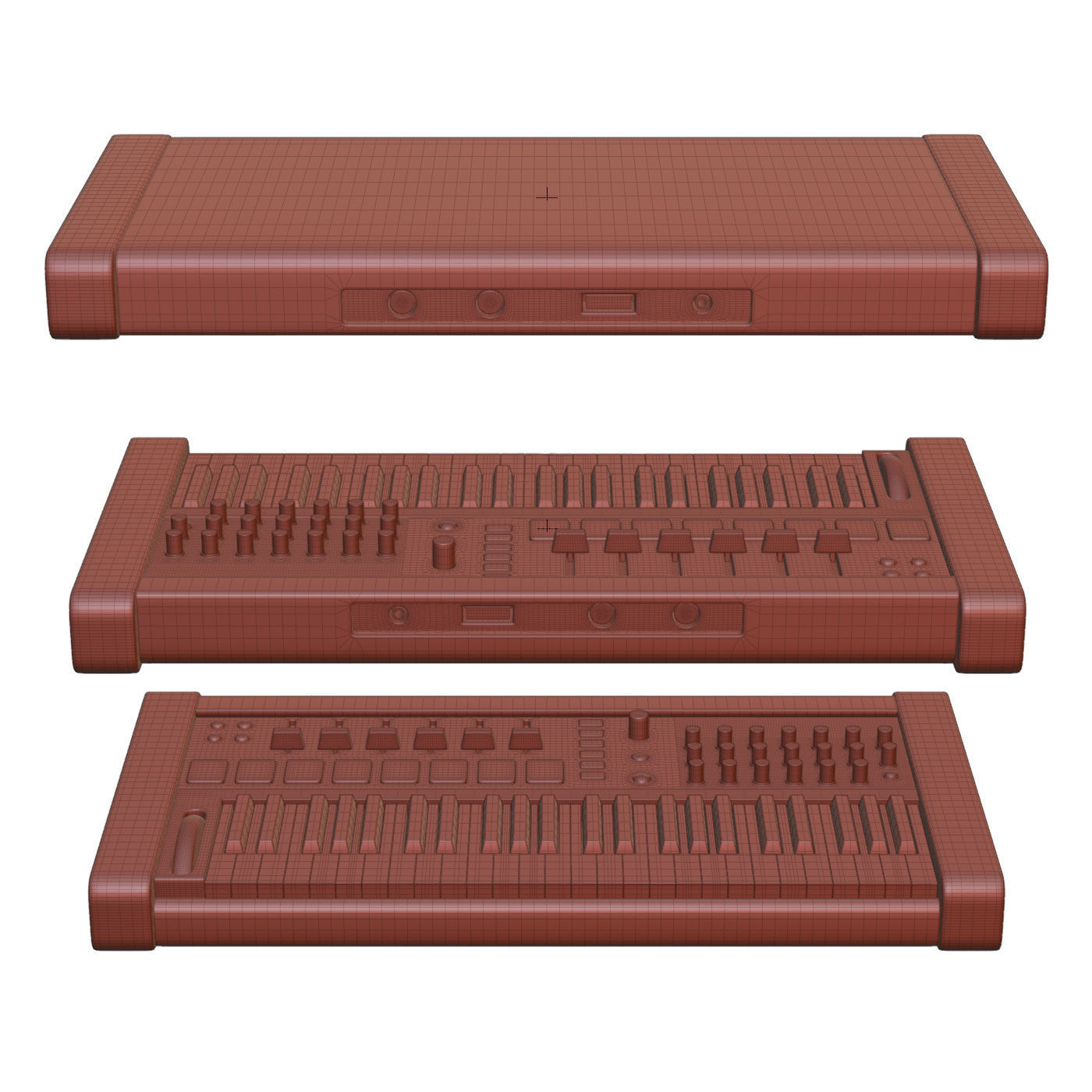 Midi keyboard with drum section Low-poly 3D model_3