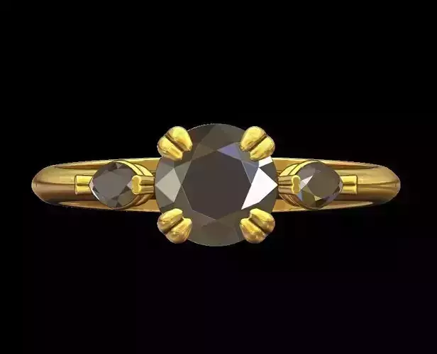 Round Brilliant Marquise Engagement Ring