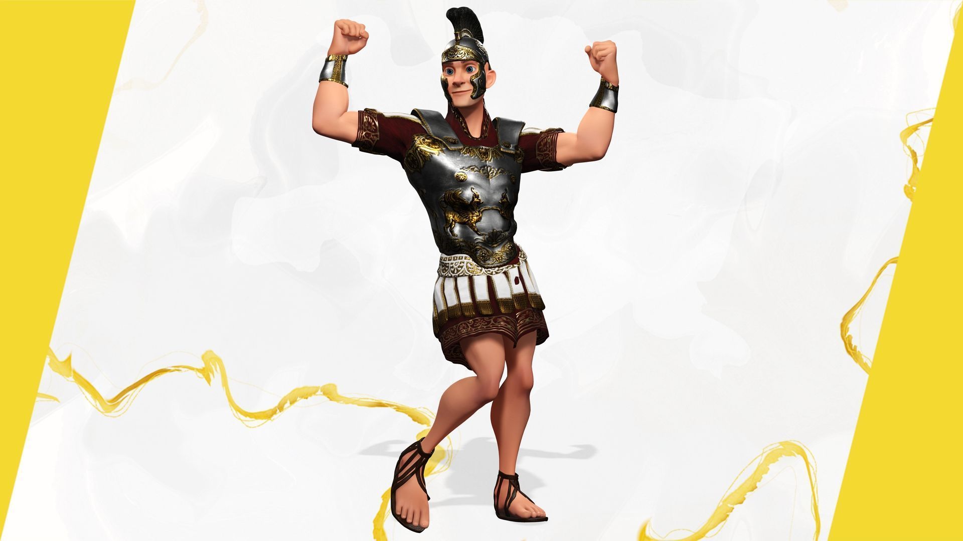 Cartoon Roman soldier in armor with battle outfit Low-poly 3D model_14