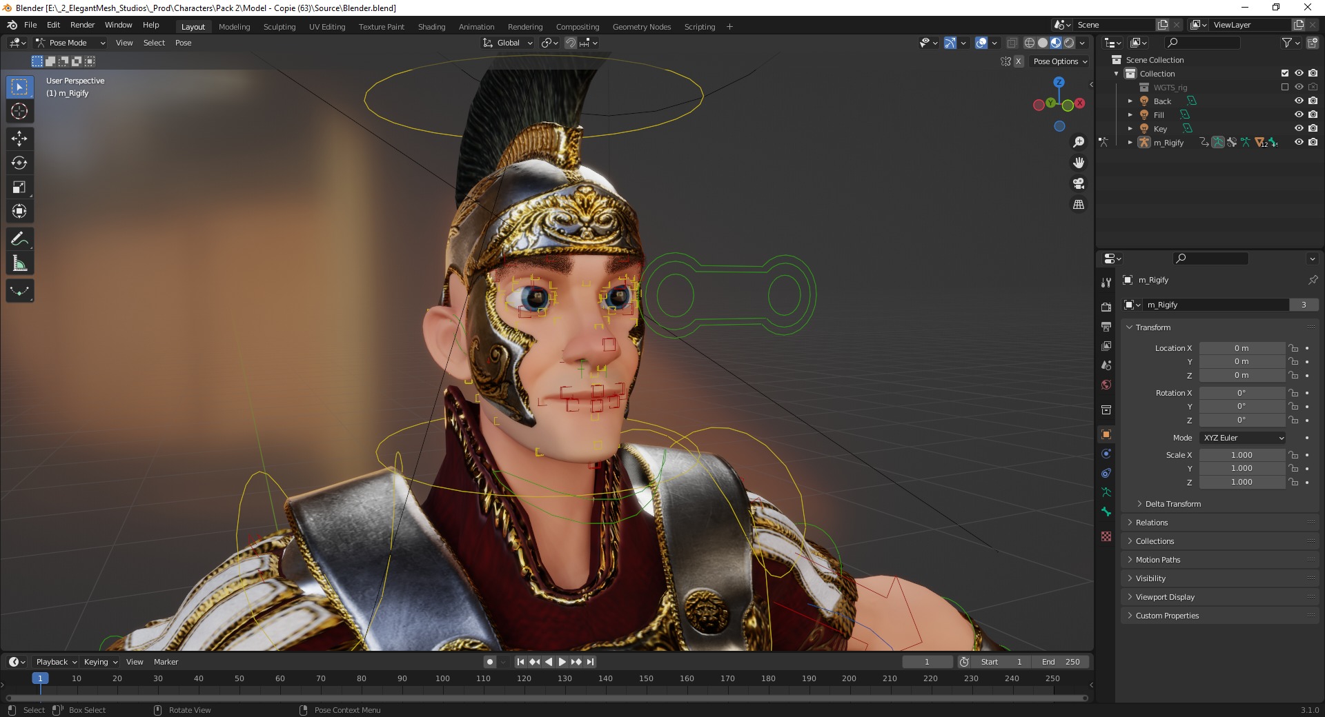 Cartoon Roman soldier in armor with battle outfit Low-poly 3D model_19