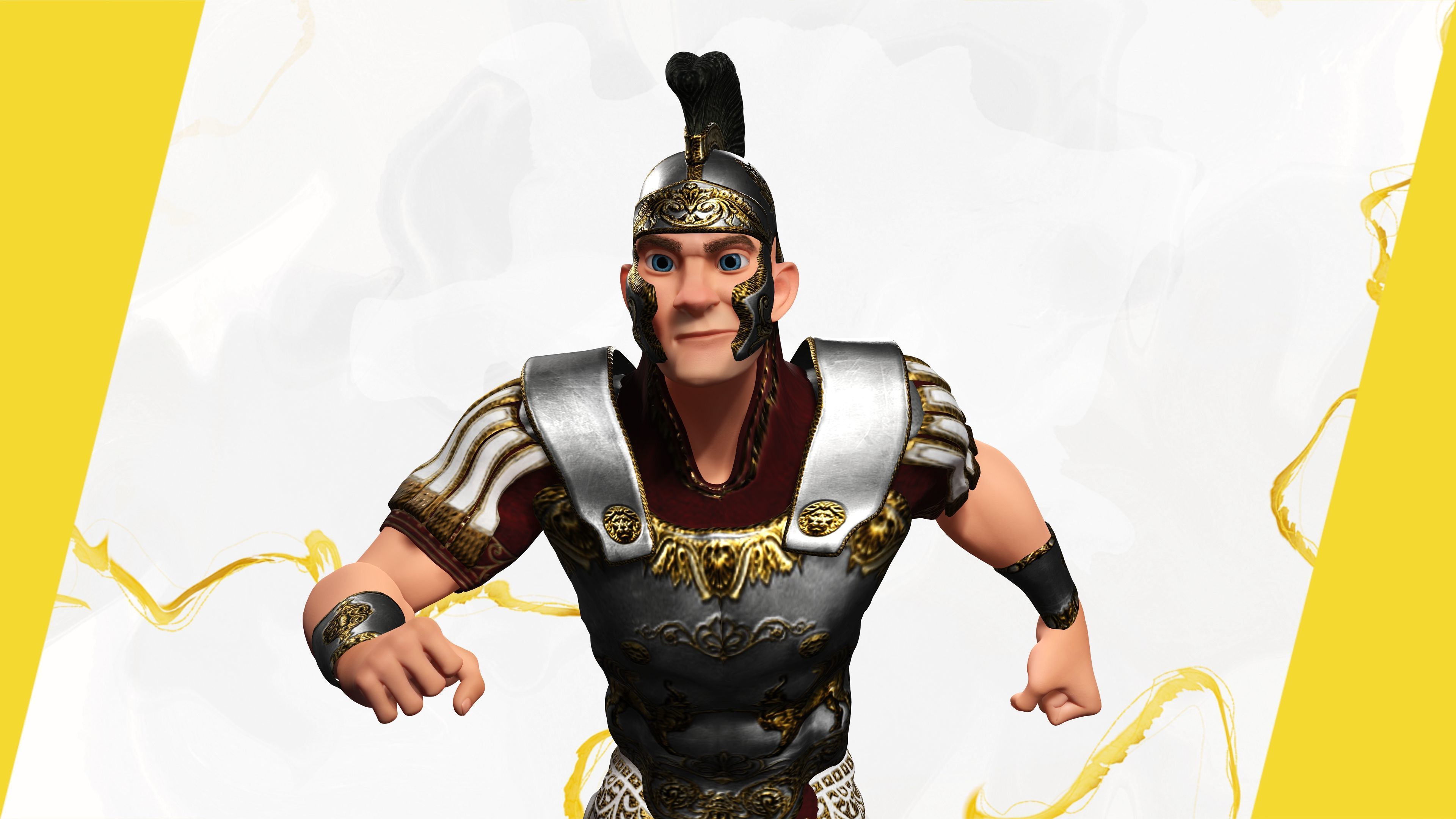 Cartoon Roman soldier in armor with battle outfit Low-poly 3D model_7