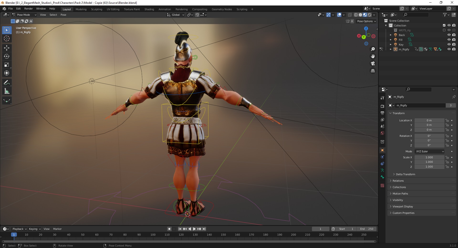 Cartoon Roman soldier in armor with battle outfit Low-poly 3D model_20