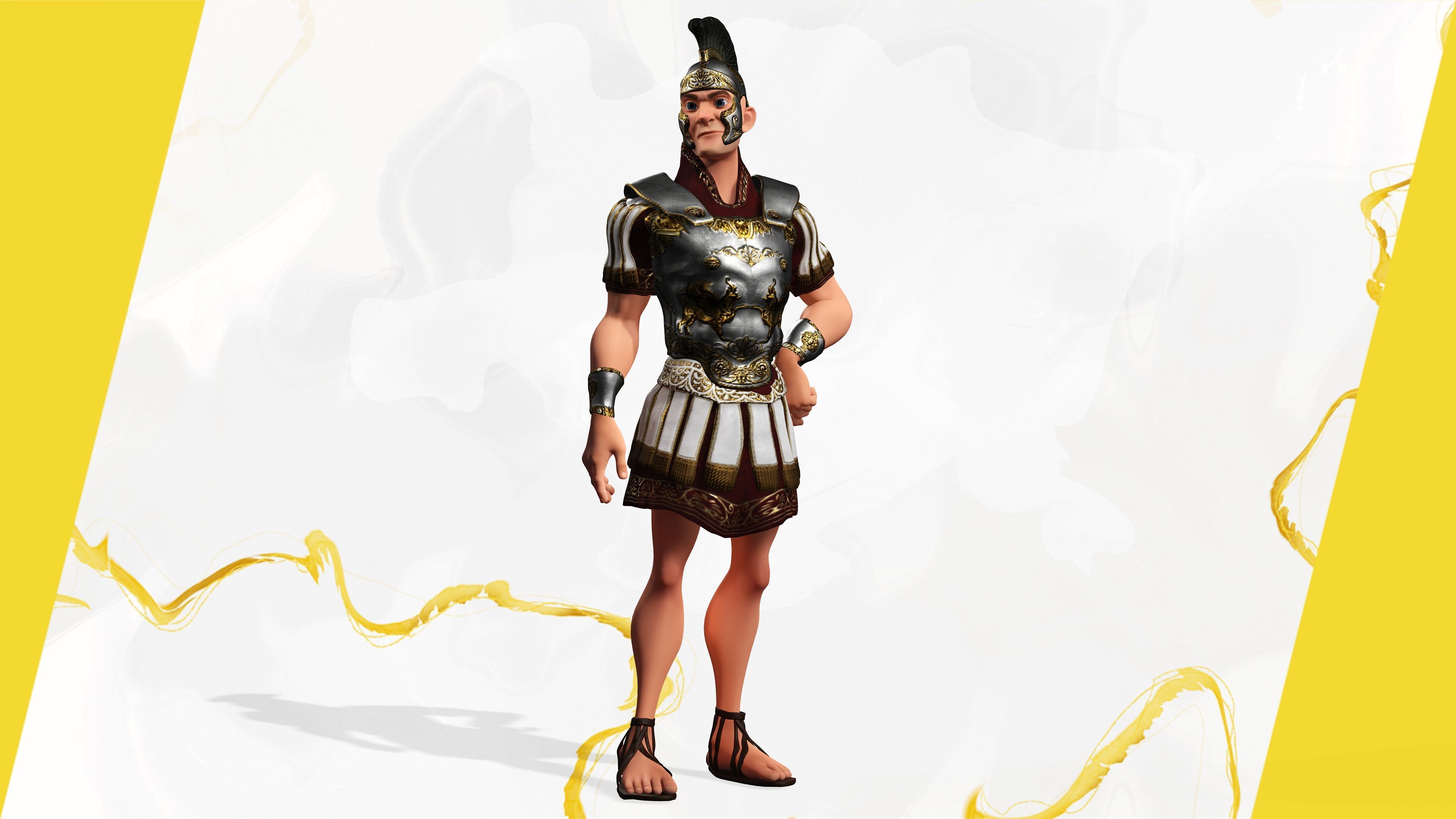 Cartoon Roman soldier in armor with battle outfit Low-poly 3D model_8