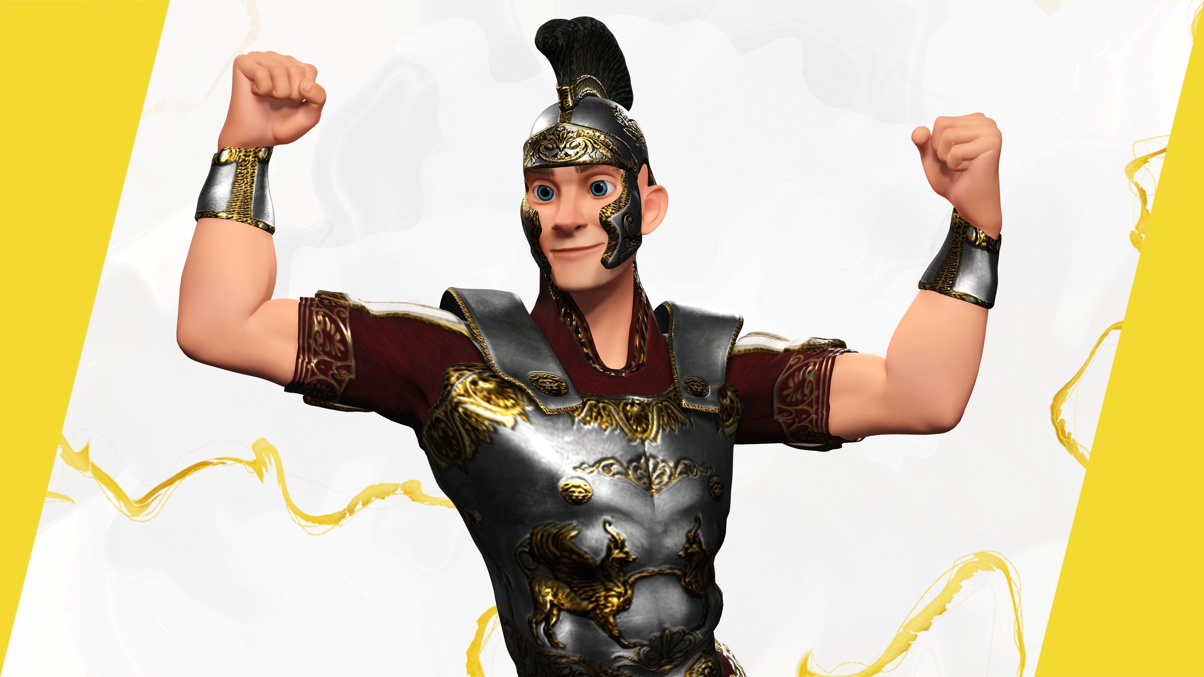 Cartoon Roman soldier in armor with battle outfit Low-poly 3D model_13