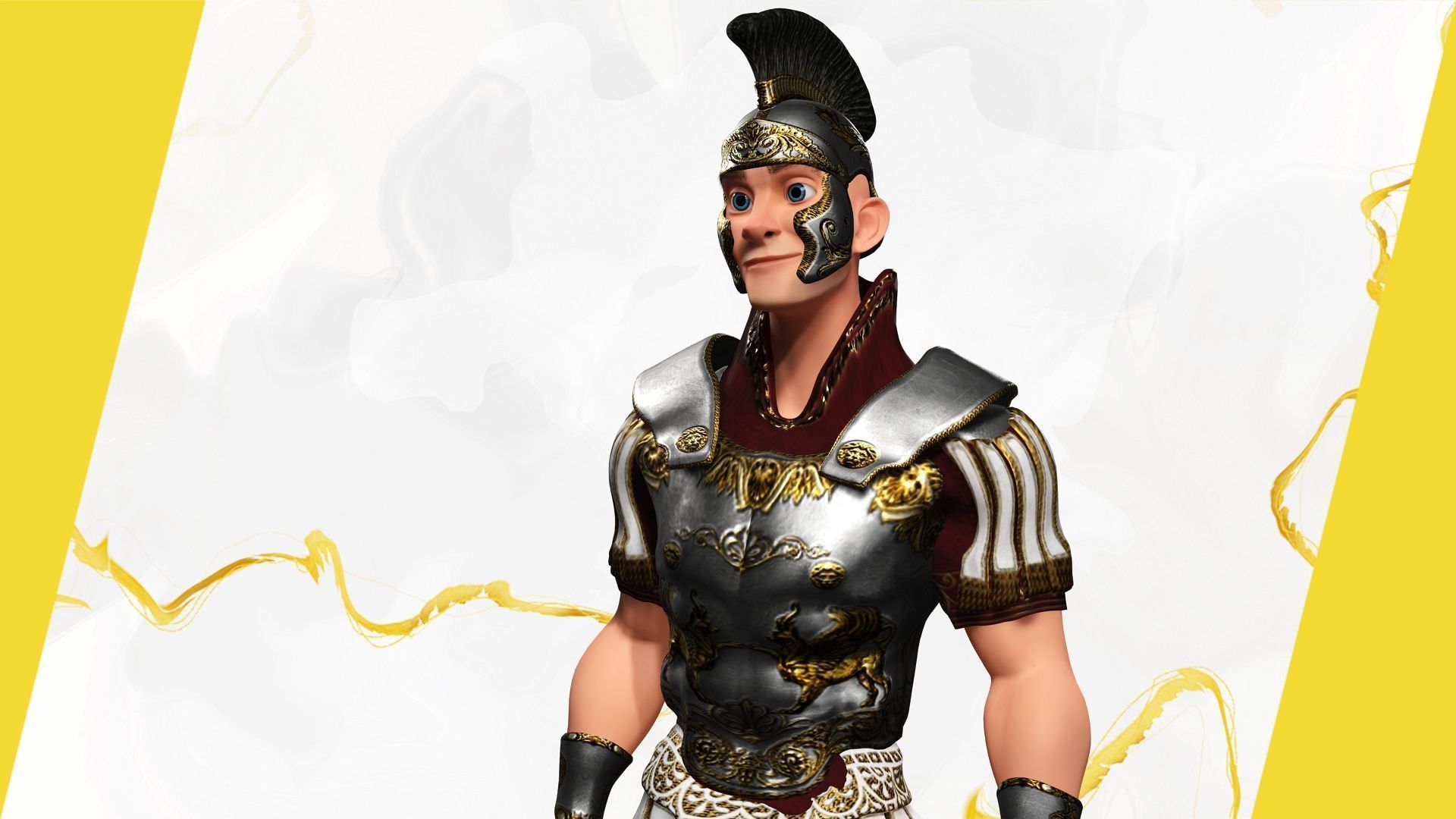 Cartoon Roman soldier in armor with battle outfit Low-poly 3D model_12