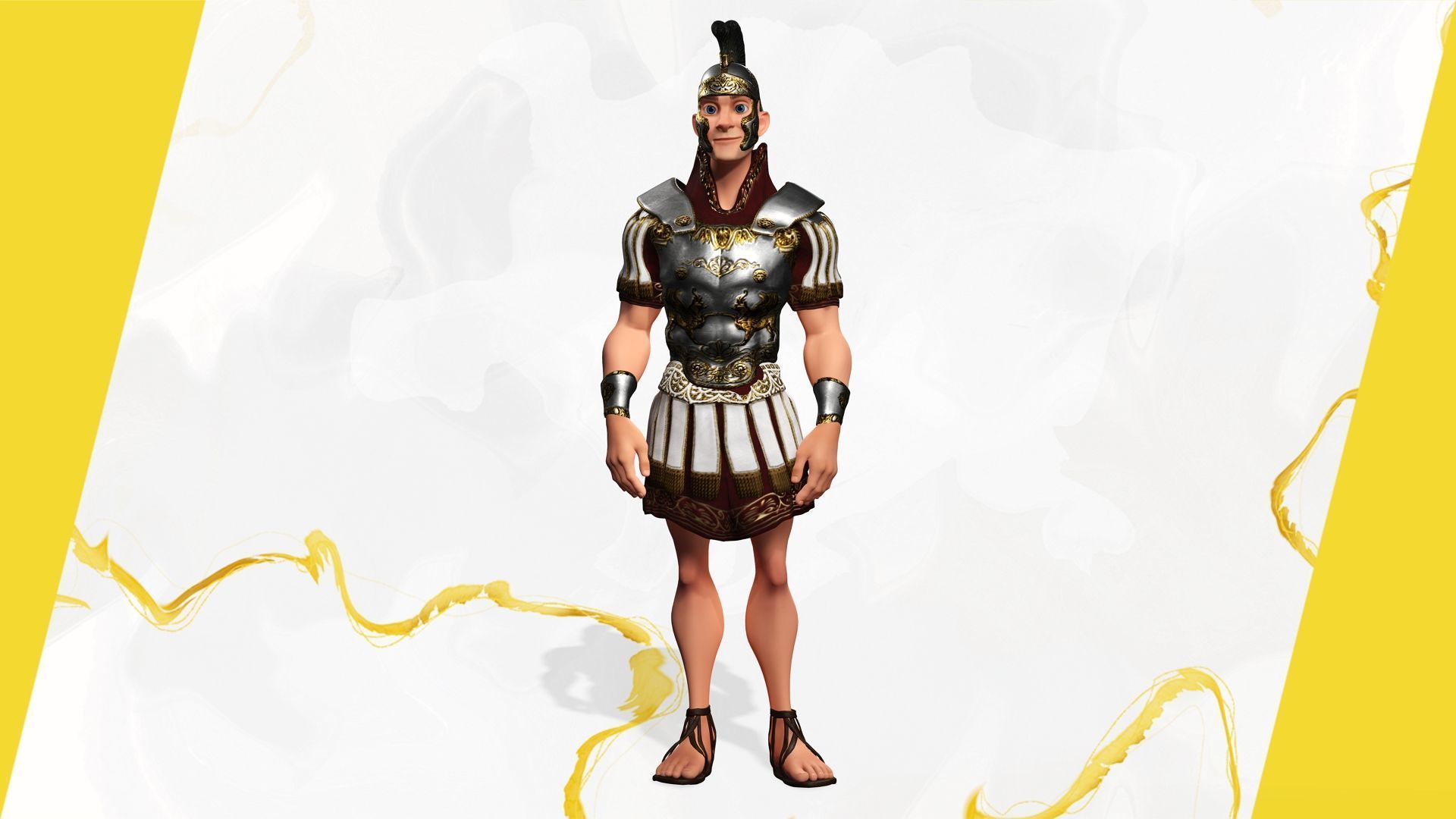 Cartoon Roman soldier in armor with battle outfit Low-poly 3D model_11