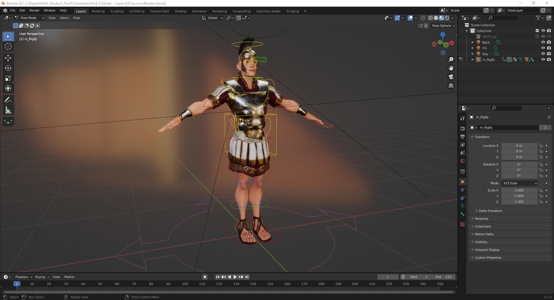 Cartoon Roman soldier in armor with battle outfit Low-poly 3D model_18