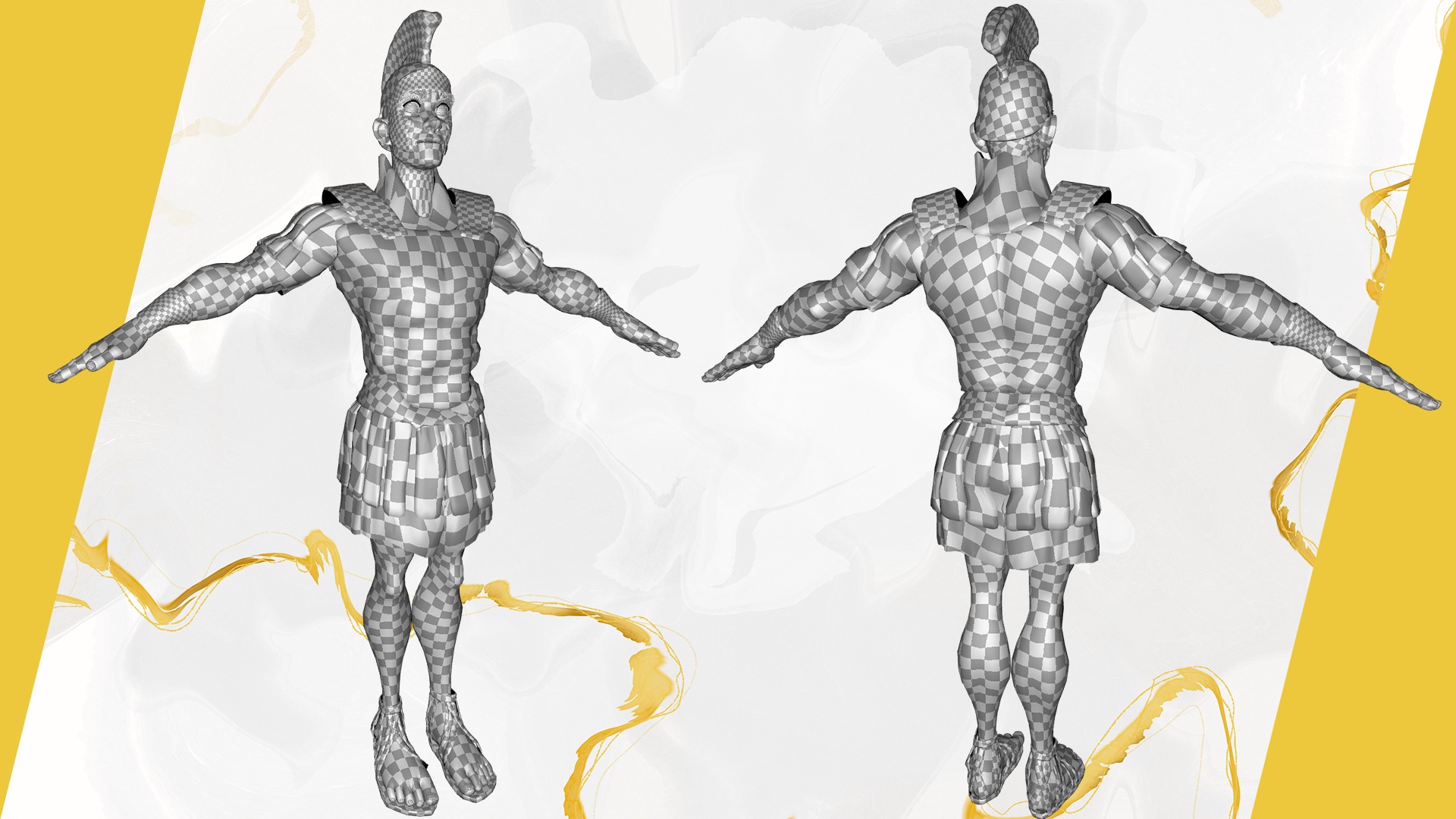 Cartoon Roman soldier in armor with battle outfit Low-poly 3D model_28