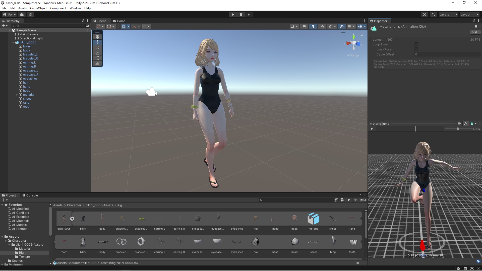 Bikini 0005 - UE5 - Unity - Blender - Animated Low-poly 3D model_9