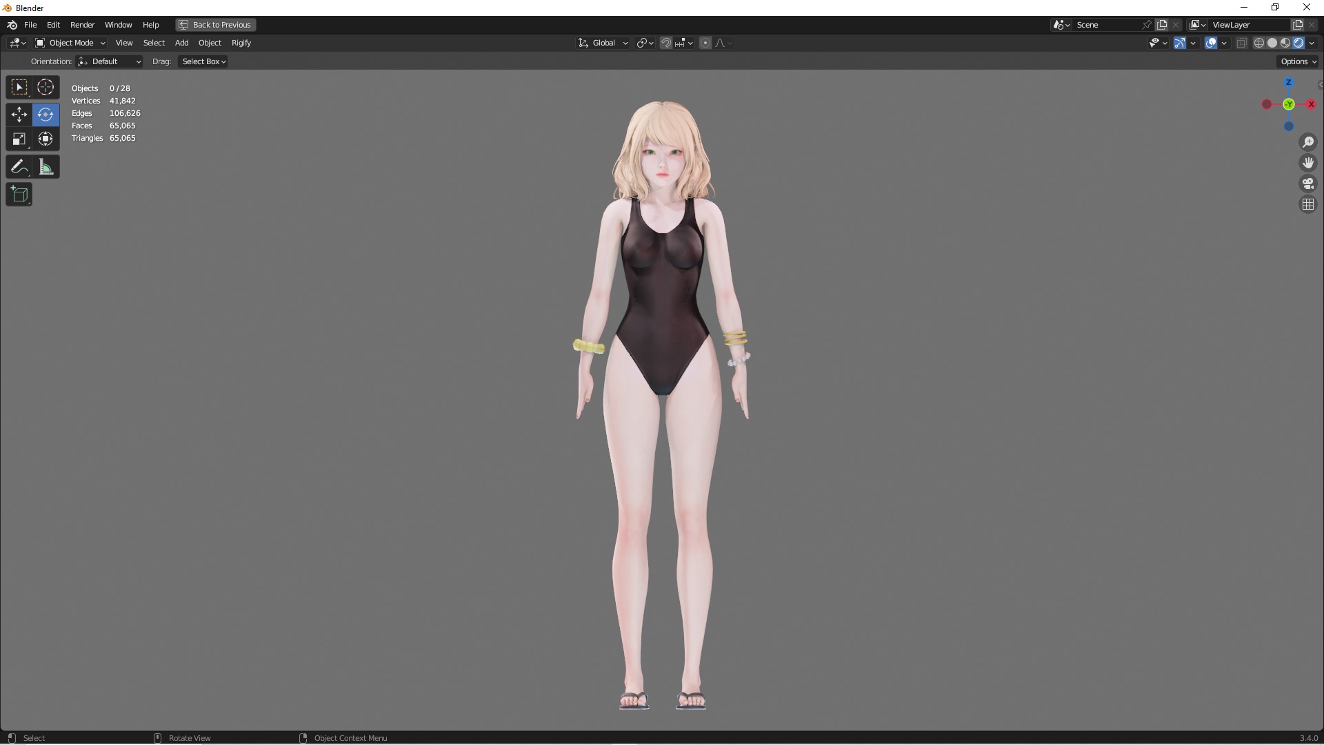 Bikini 0005 - UE5 - Unity - Blender - Animated Low-poly 3D model_7