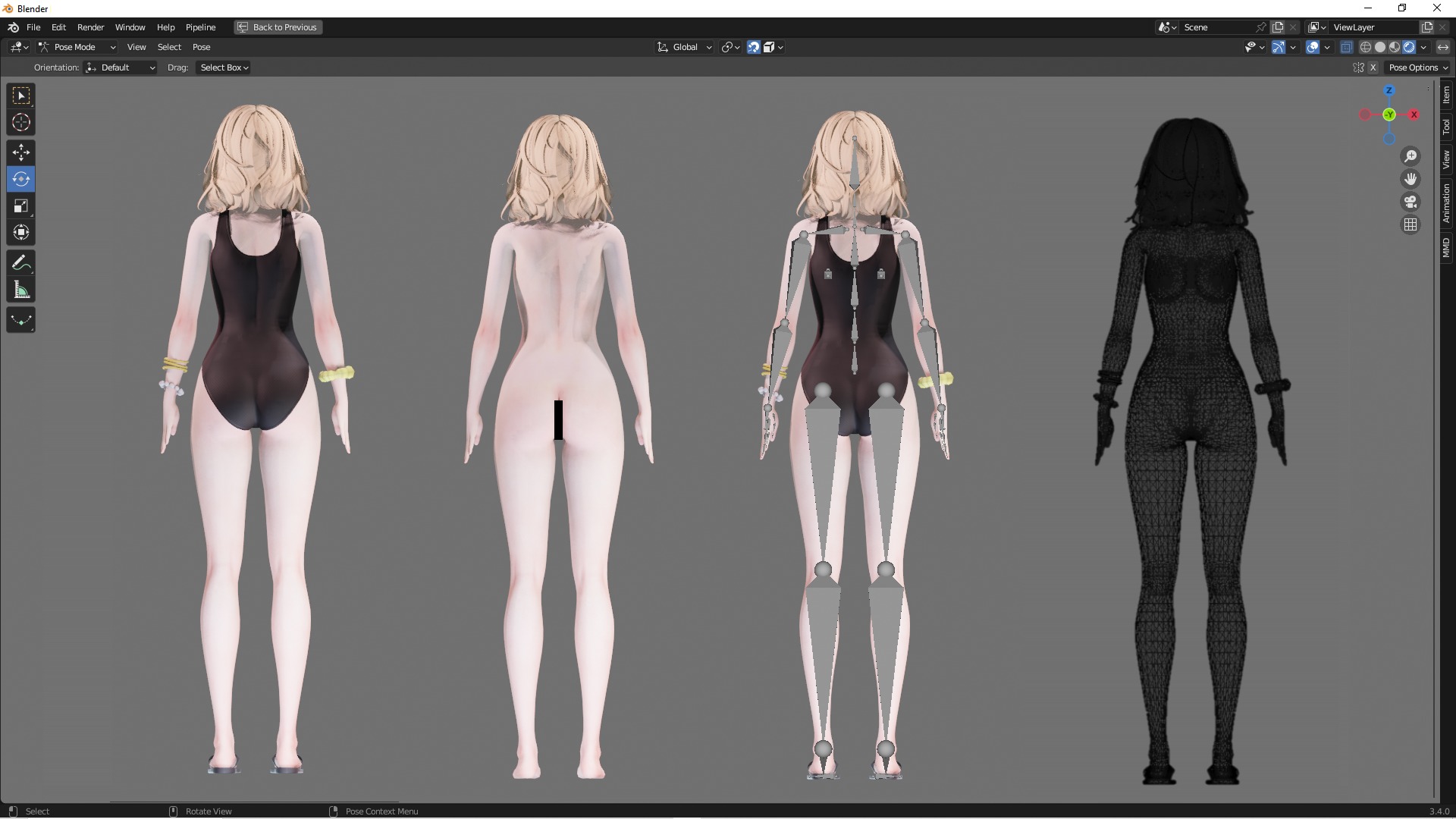 Bikini 0005 - UE5 - Unity - Blender - Animated Low-poly 3D model_4