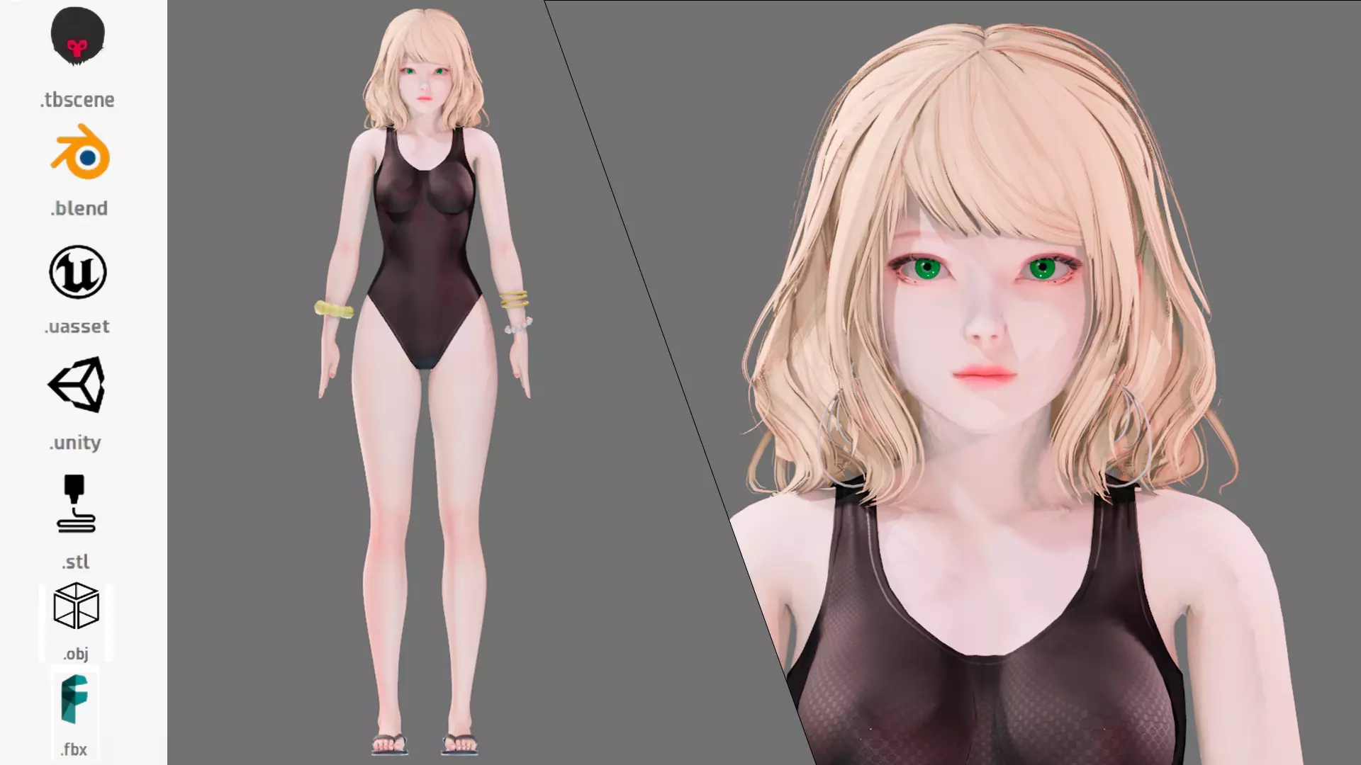 Bikini 0005 - UE5 - Unity - Blender - Animated Low-poly 3D model_0