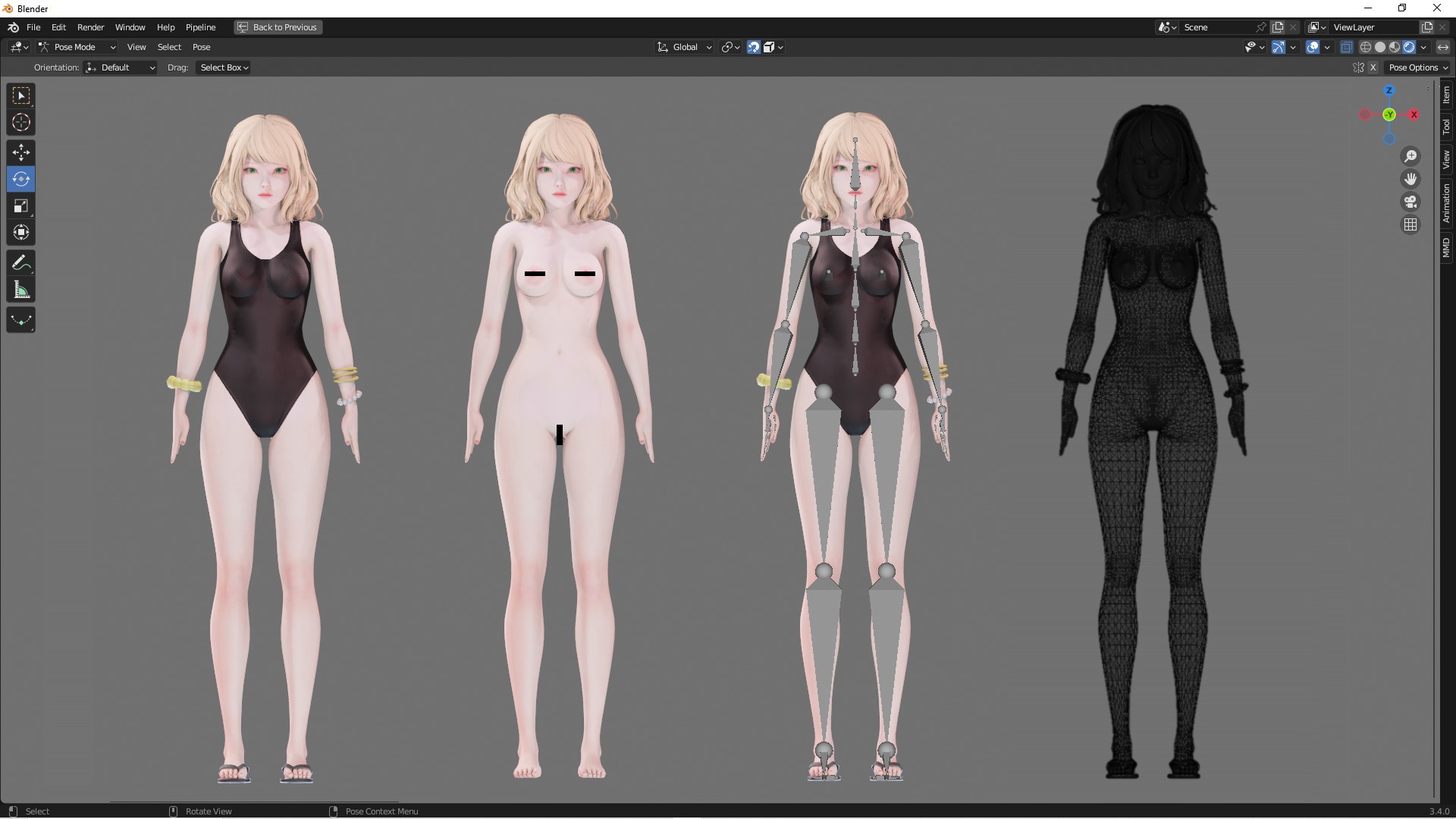 Bikini 0005 - UE5 - Unity - Blender - Animated Low-poly 3D model_3