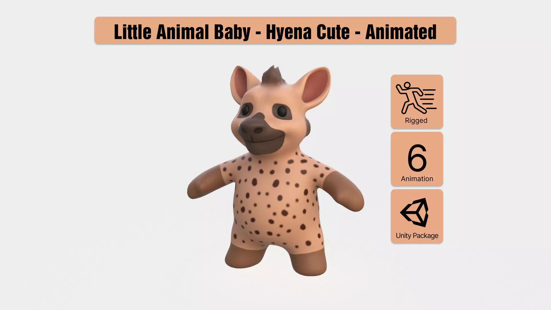 Little animal baby - Hyena cute - Animated Low-poly 3D model