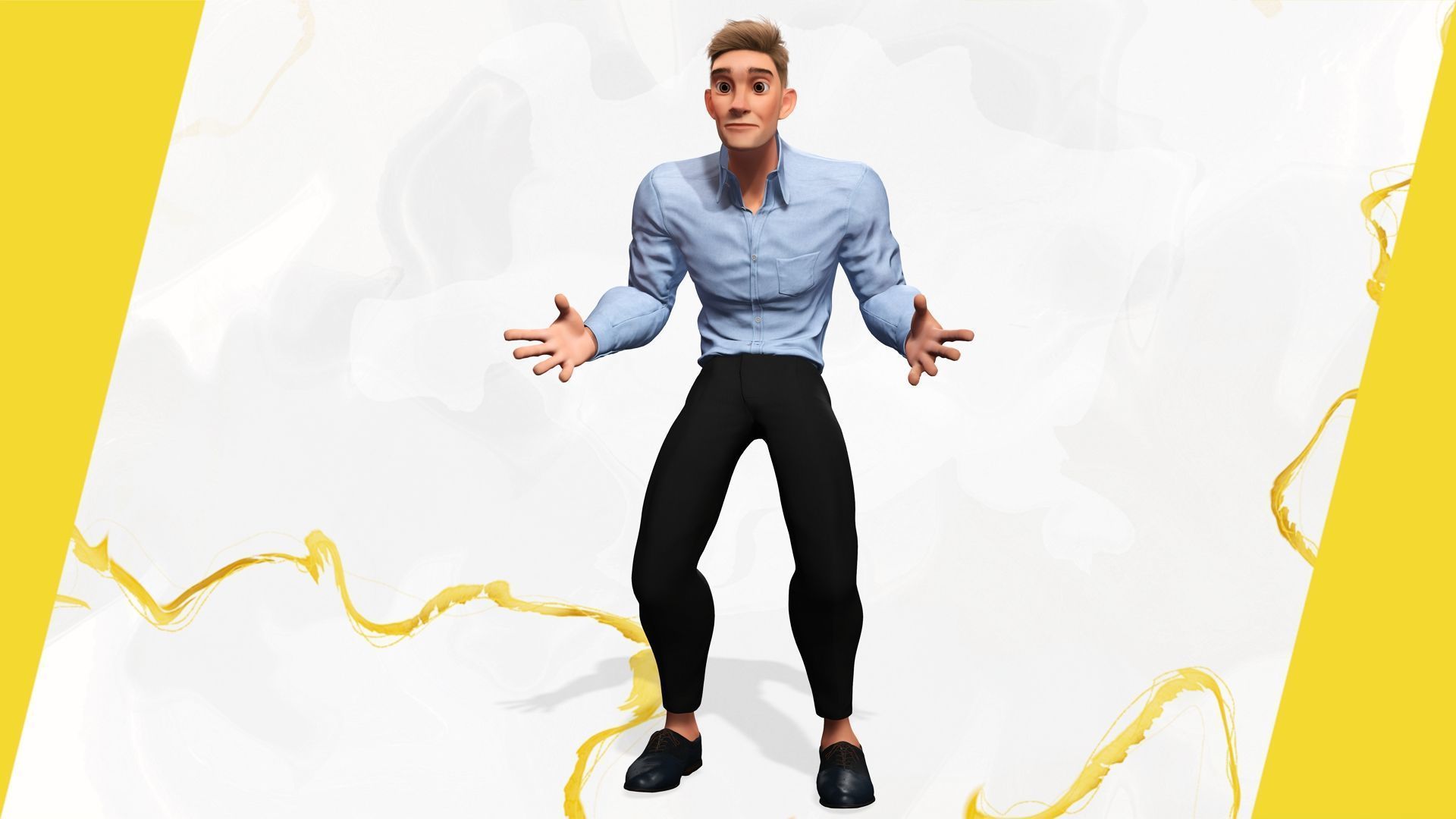 Toon Modern Man classic in Slim Fit Clothes Low-poly 3D model_12