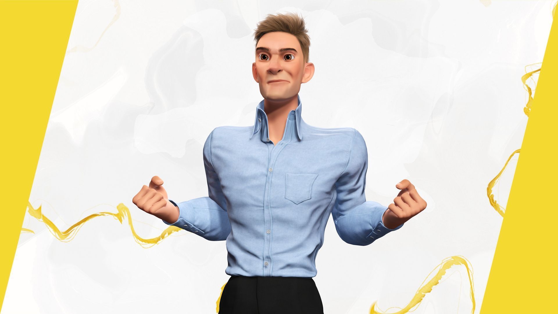 Toon Modern Man classic in Slim Fit Clothes Low-poly 3D model_15