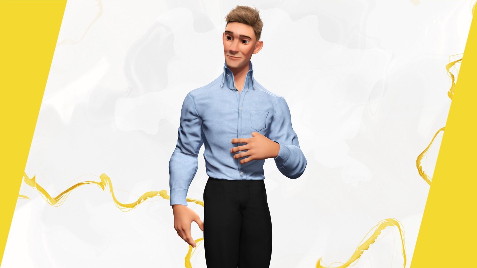 Toon Modern Man classic in Slim Fit Clothes Low-poly 3D model_8