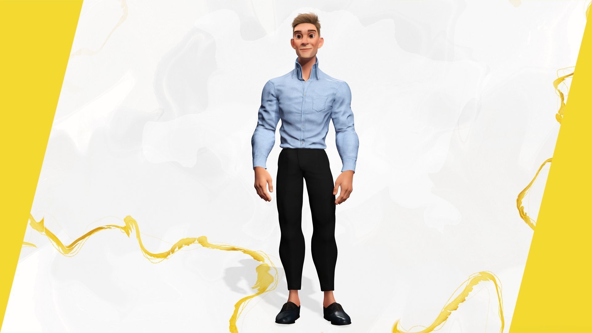 Toon Modern Man classic in Slim Fit Clothes Low-poly 3D model_11
