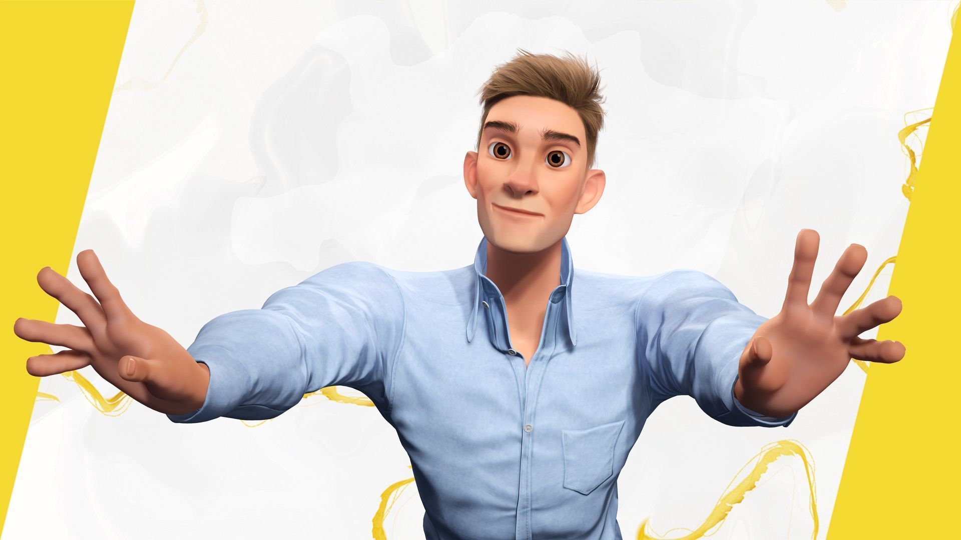 Toon Modern Man classic in Slim Fit Clothes Low-poly 3D model_13