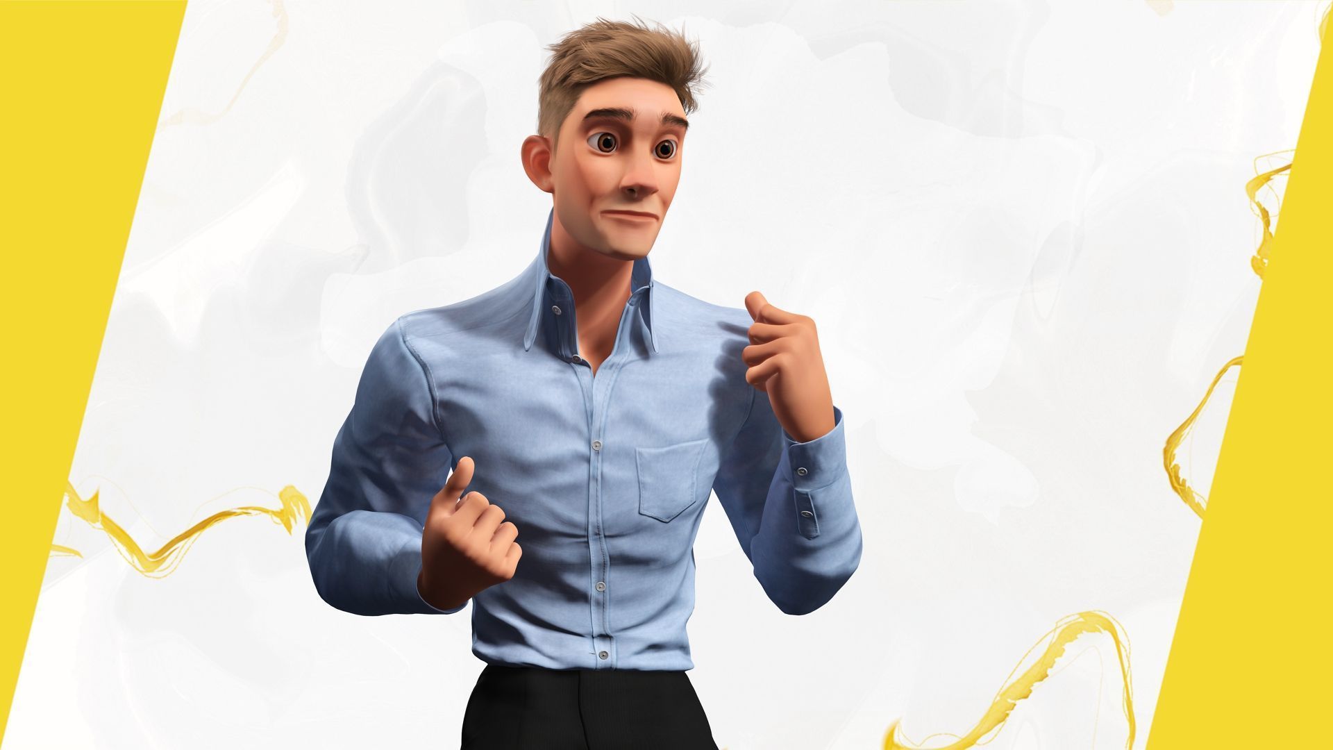 Toon Modern Man classic in Slim Fit Clothes Low-poly 3D model_14