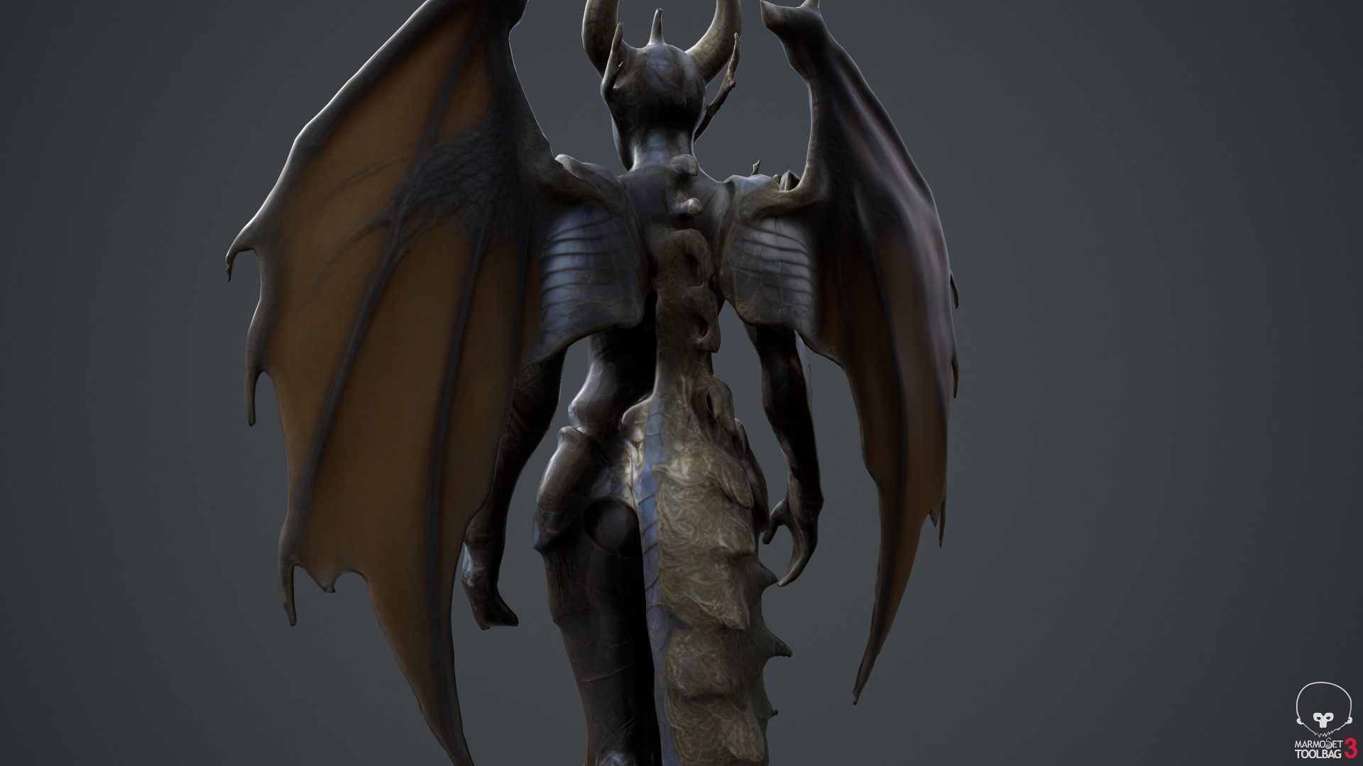 Dragon Woman Low-poly 3D model_8