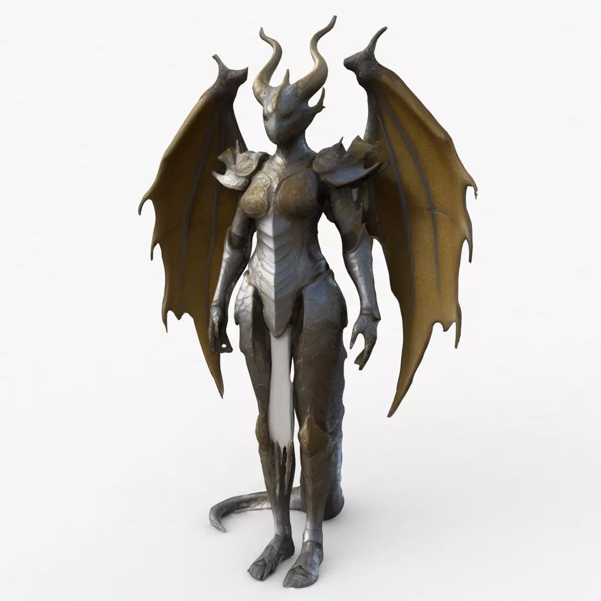 Dragon Woman Low-poly 3D model_0