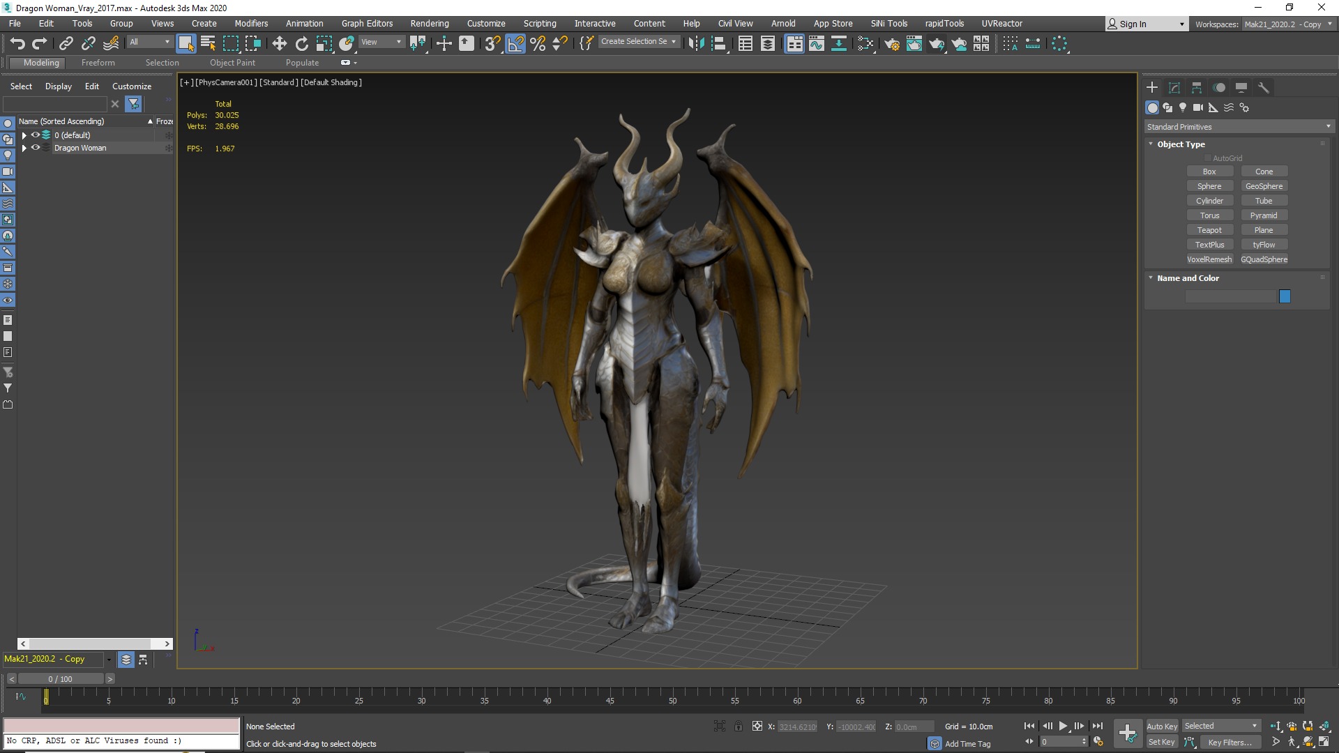 Dragon Woman Low-poly 3D model_4