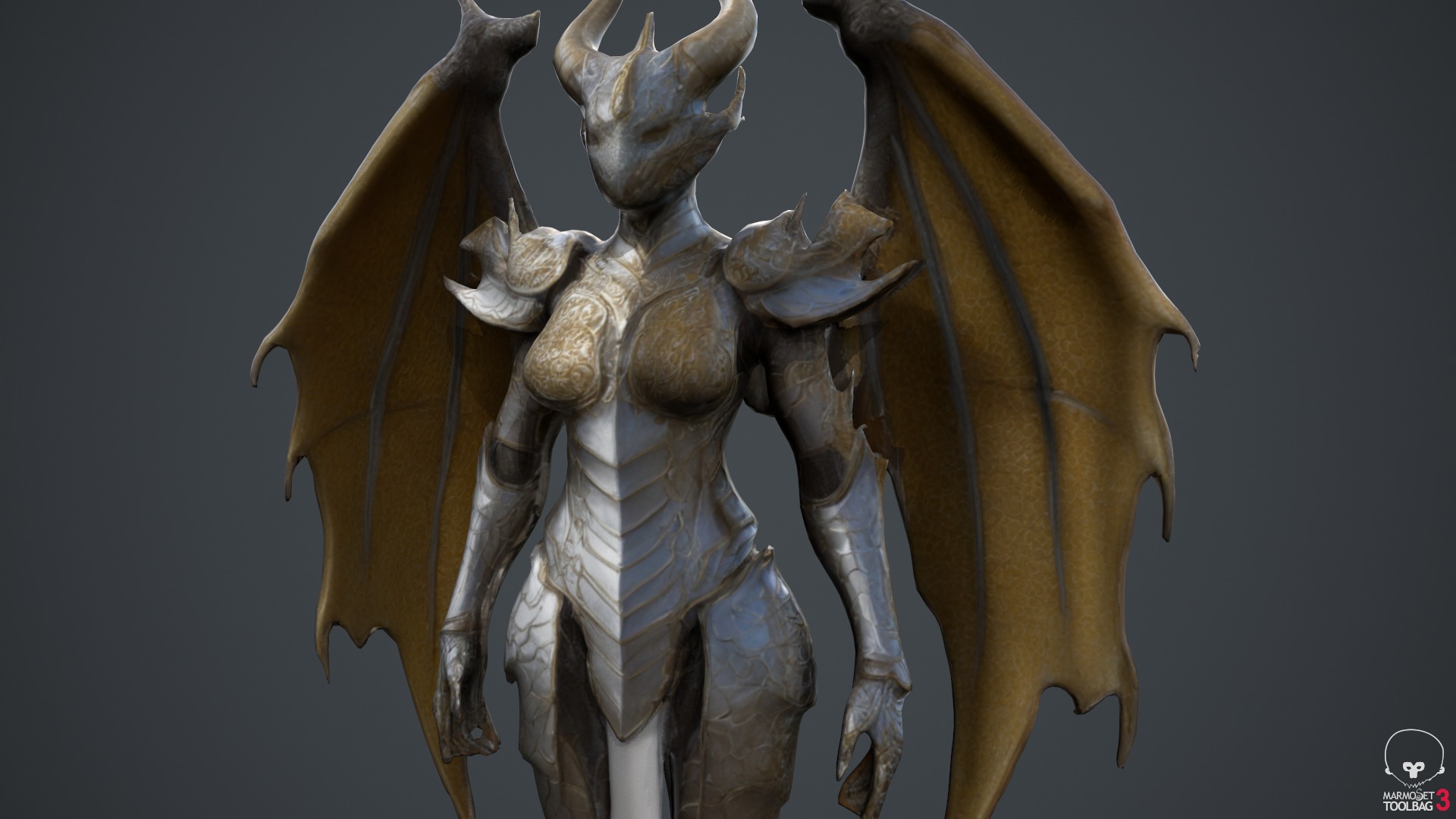 Dragon Woman Low-poly 3D model_7