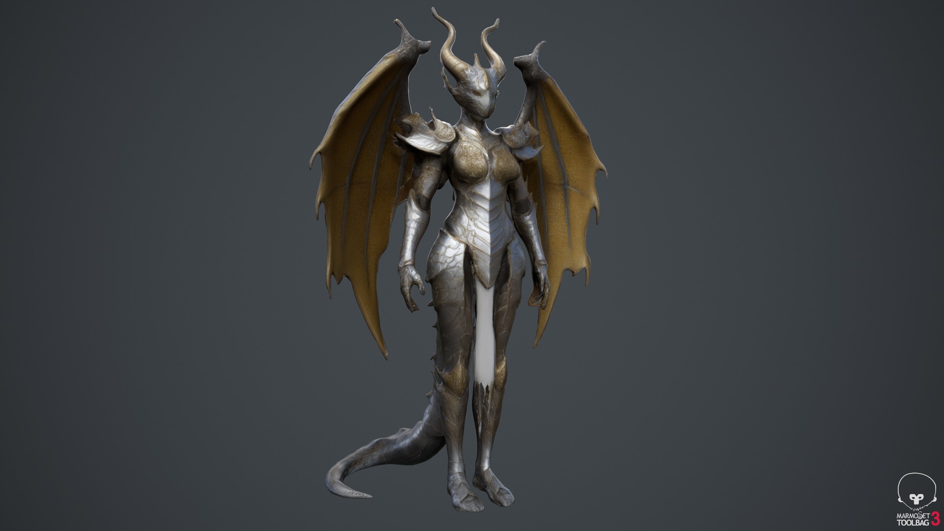Dragon Woman Low-poly 3D model_6