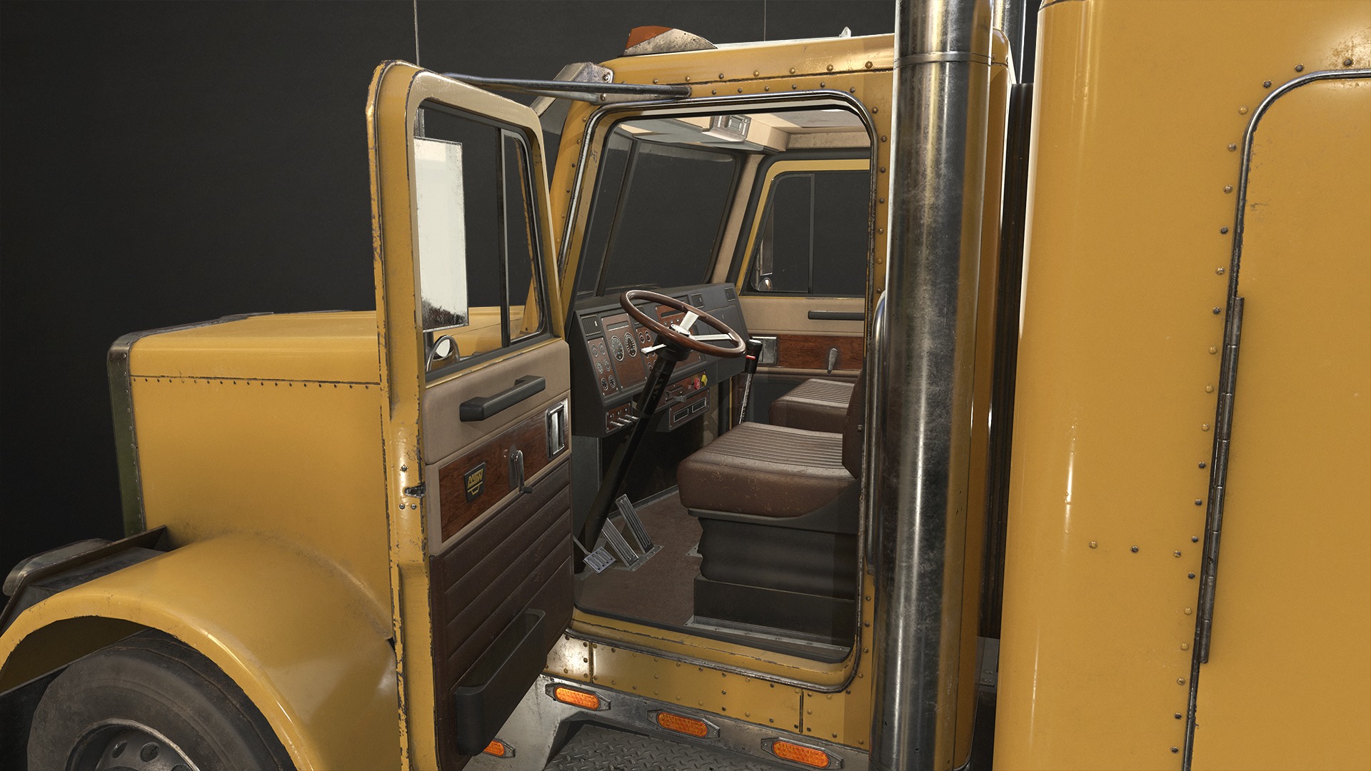 Flat Top Semi Truck Logging Trailer Low-poly 3D model_9