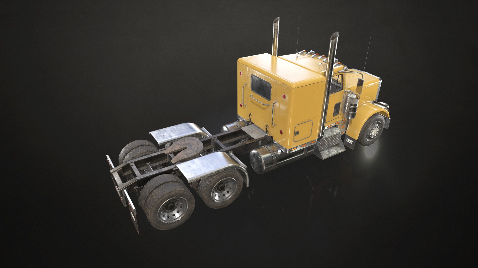Flat Top Semi Truck Logging Trailer Low-poly 3D model_6