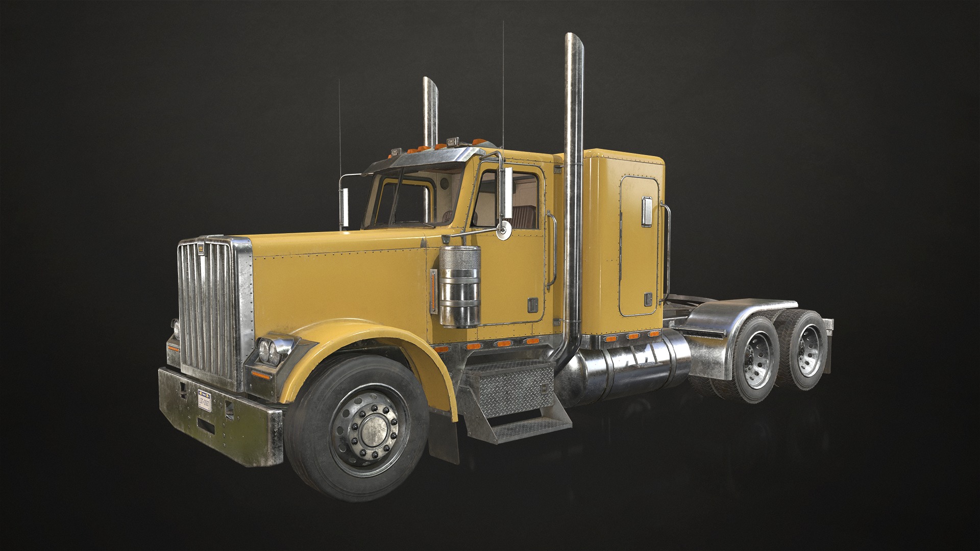 Flat Top Semi Truck Logging Trailer Low-poly 3D model_5