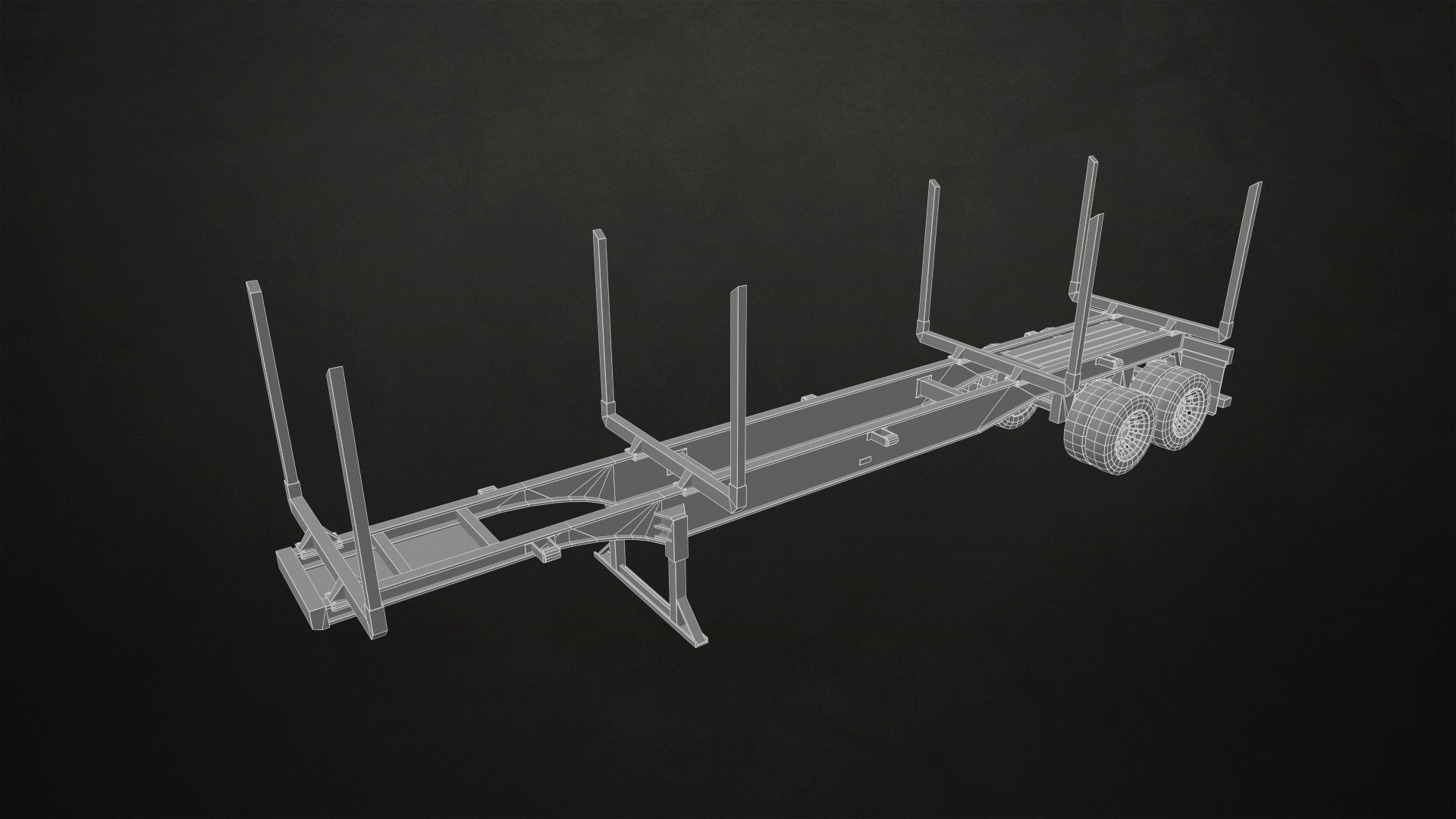 Flat Top Semi Truck Logging Trailer Low-poly 3D model_23