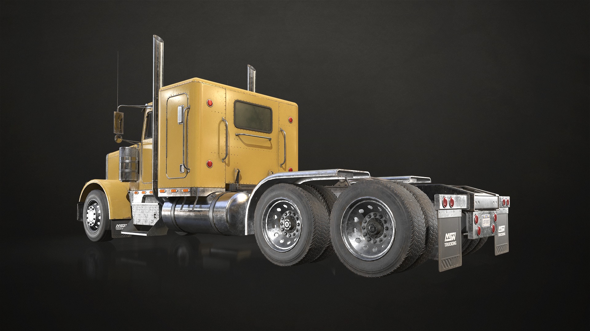 Flat Top Semi Truck Logging Trailer Low-poly 3D model_8