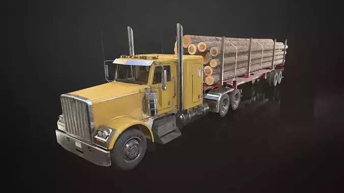 Flat Top Semi Truck Logging Trailer
