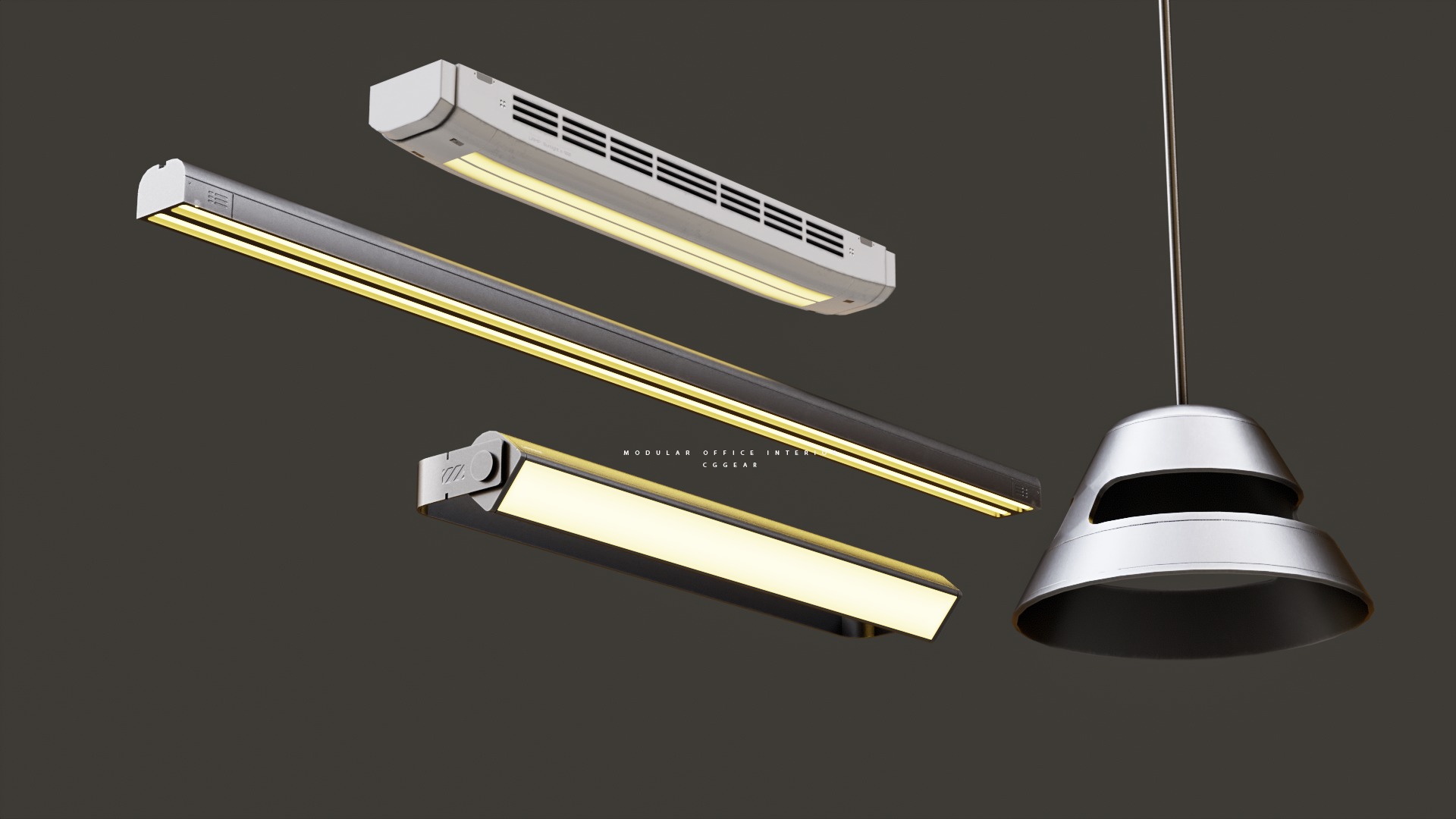 Modular Sci-fi office interior Low-poly 3D model_26