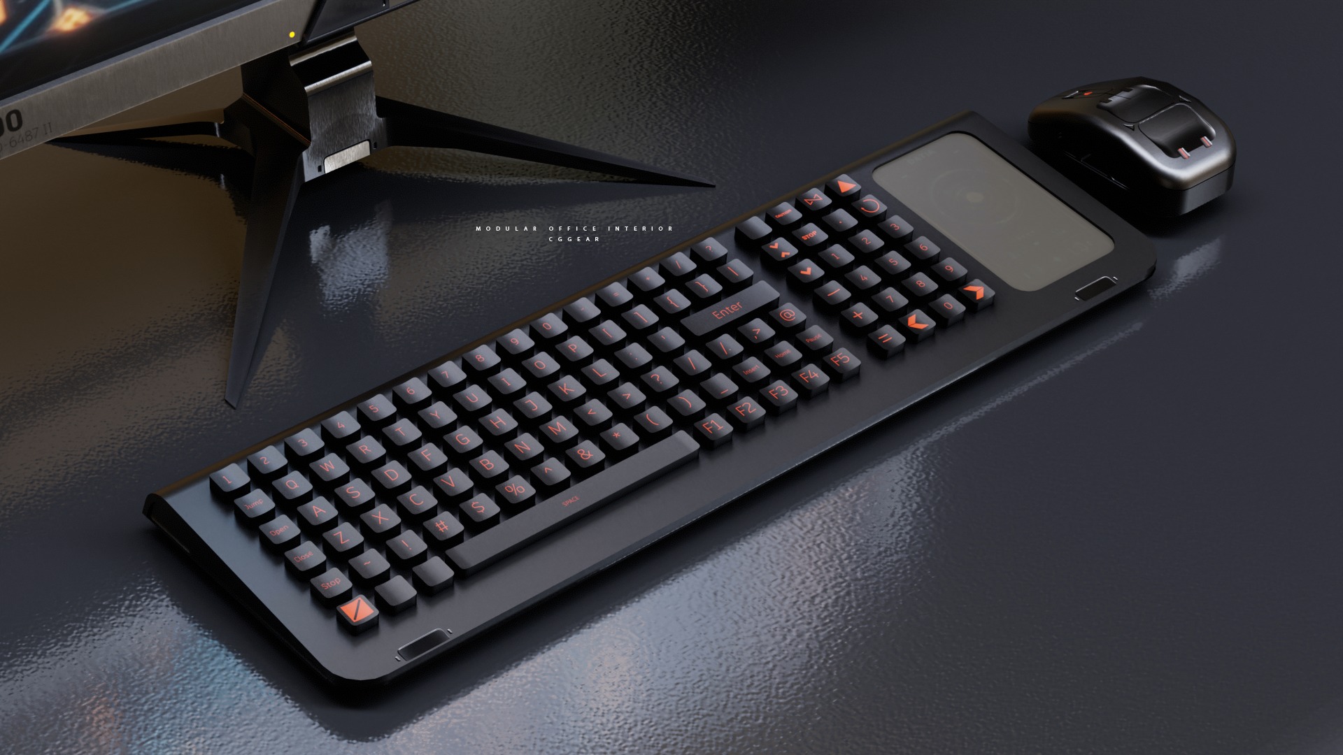 Modular Sci-fi office interior Low-poly 3D model_18