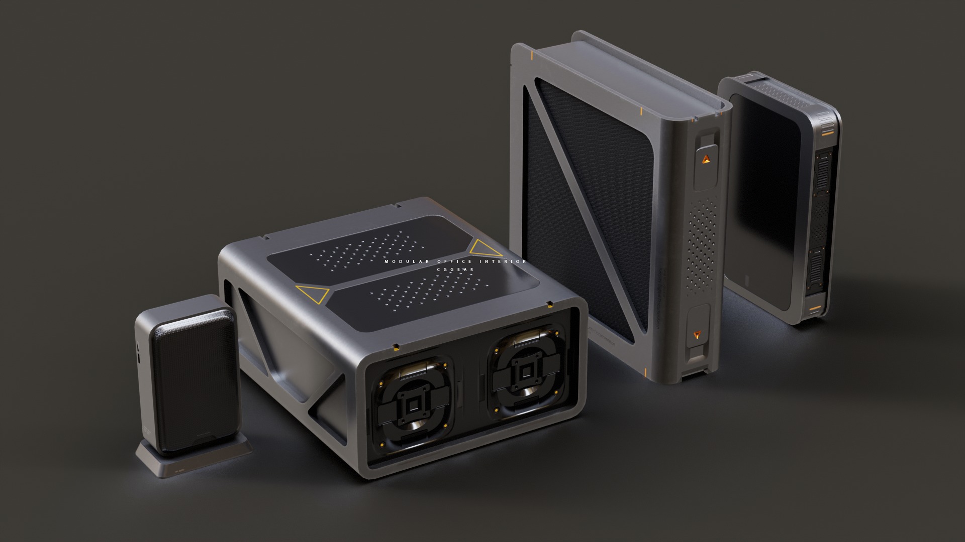 Modular Sci-fi office interior Low-poly 3D model_25