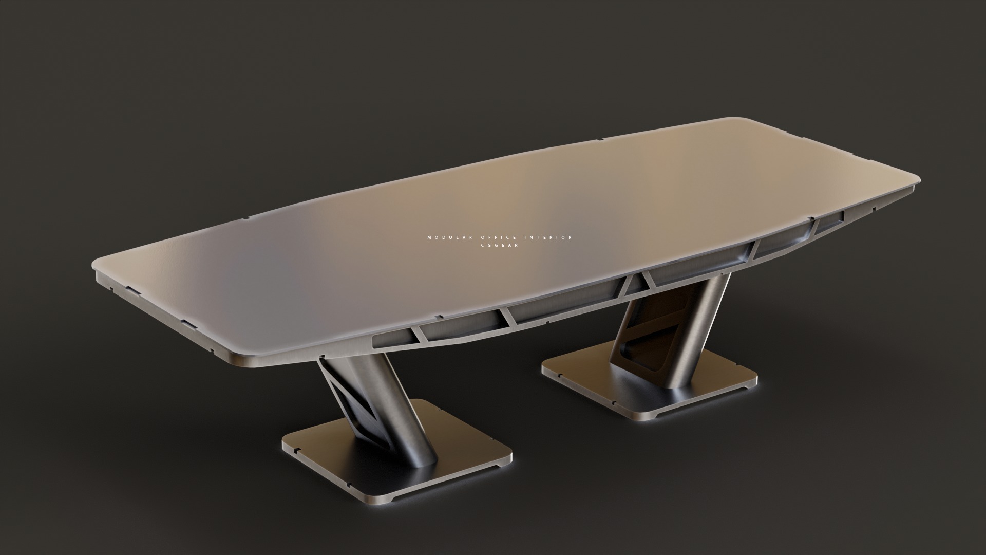 Modular Sci-fi office interior Low-poly 3D model_16