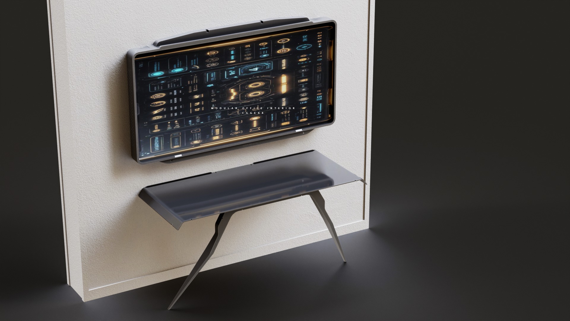 Modular Sci-fi office interior Low-poly 3D model_23