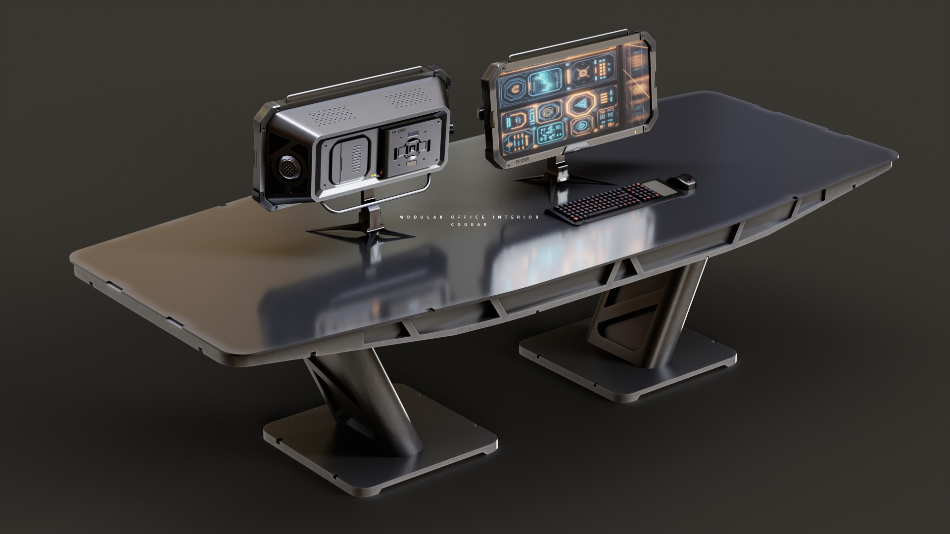 Modular Sci-fi office interior Low-poly 3D model_17