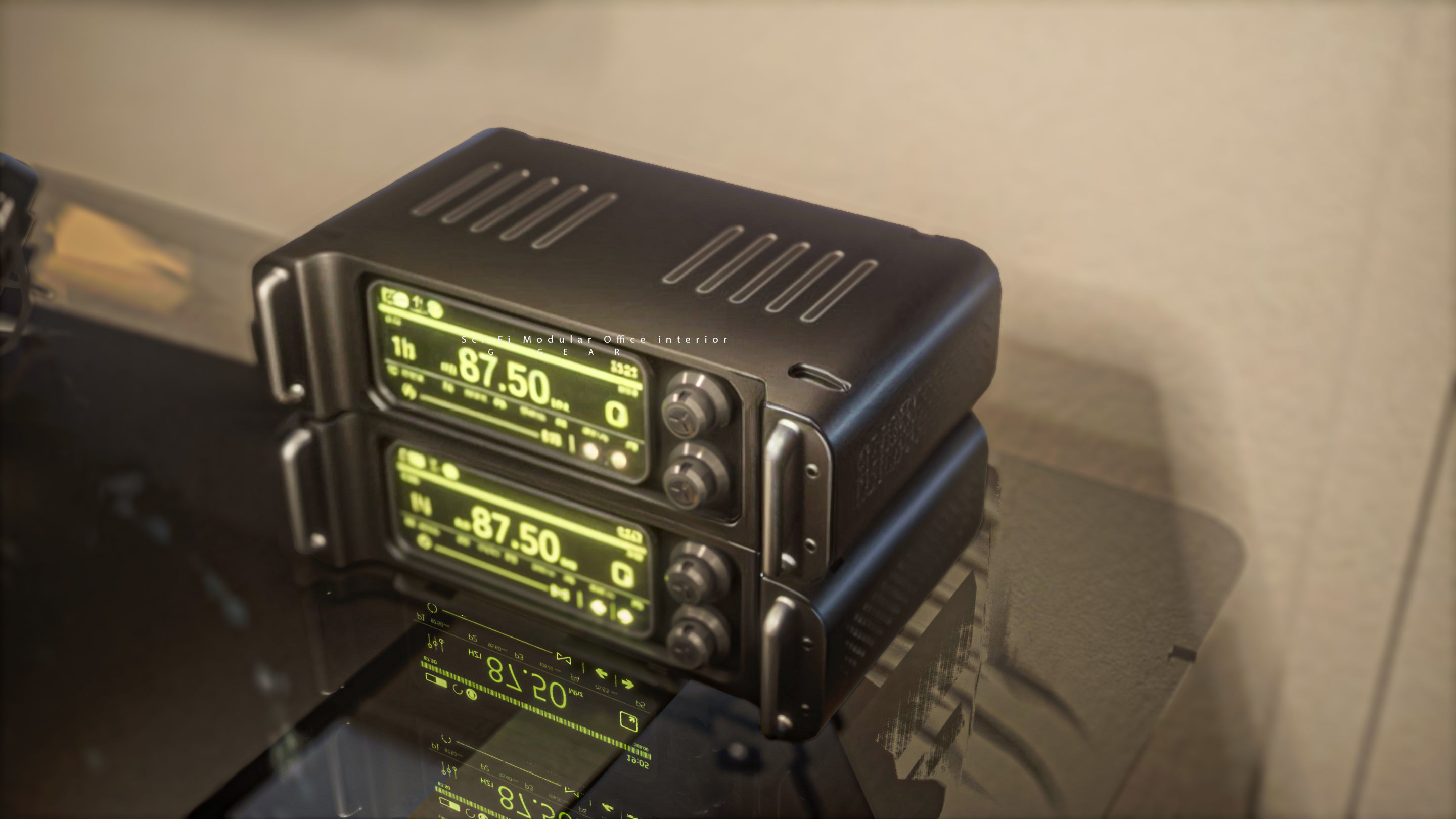 Modular Sci-fi office interior Low-poly 3D model_3