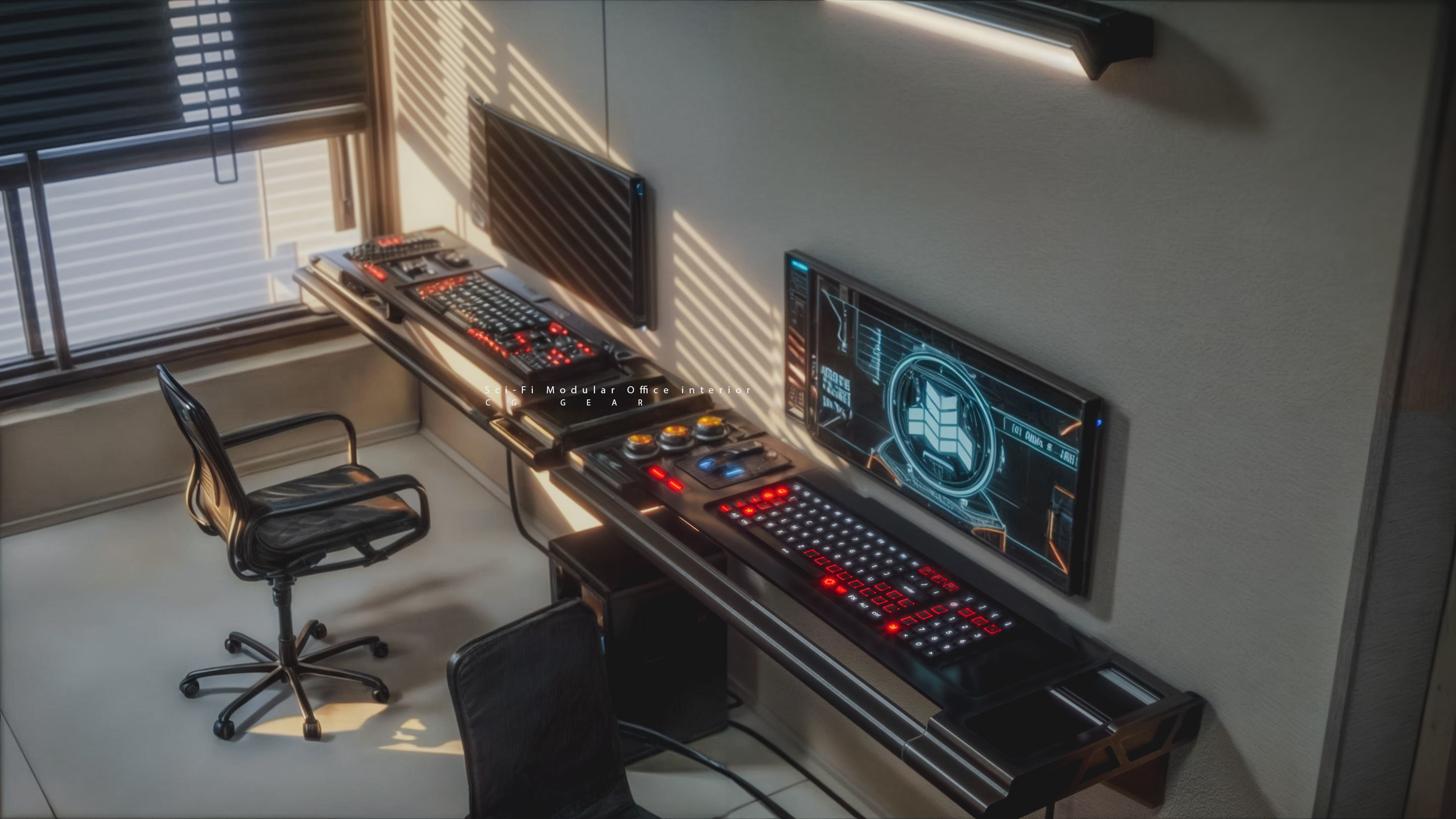 Modular Sci-fi office interior Low-poly 3D model_7