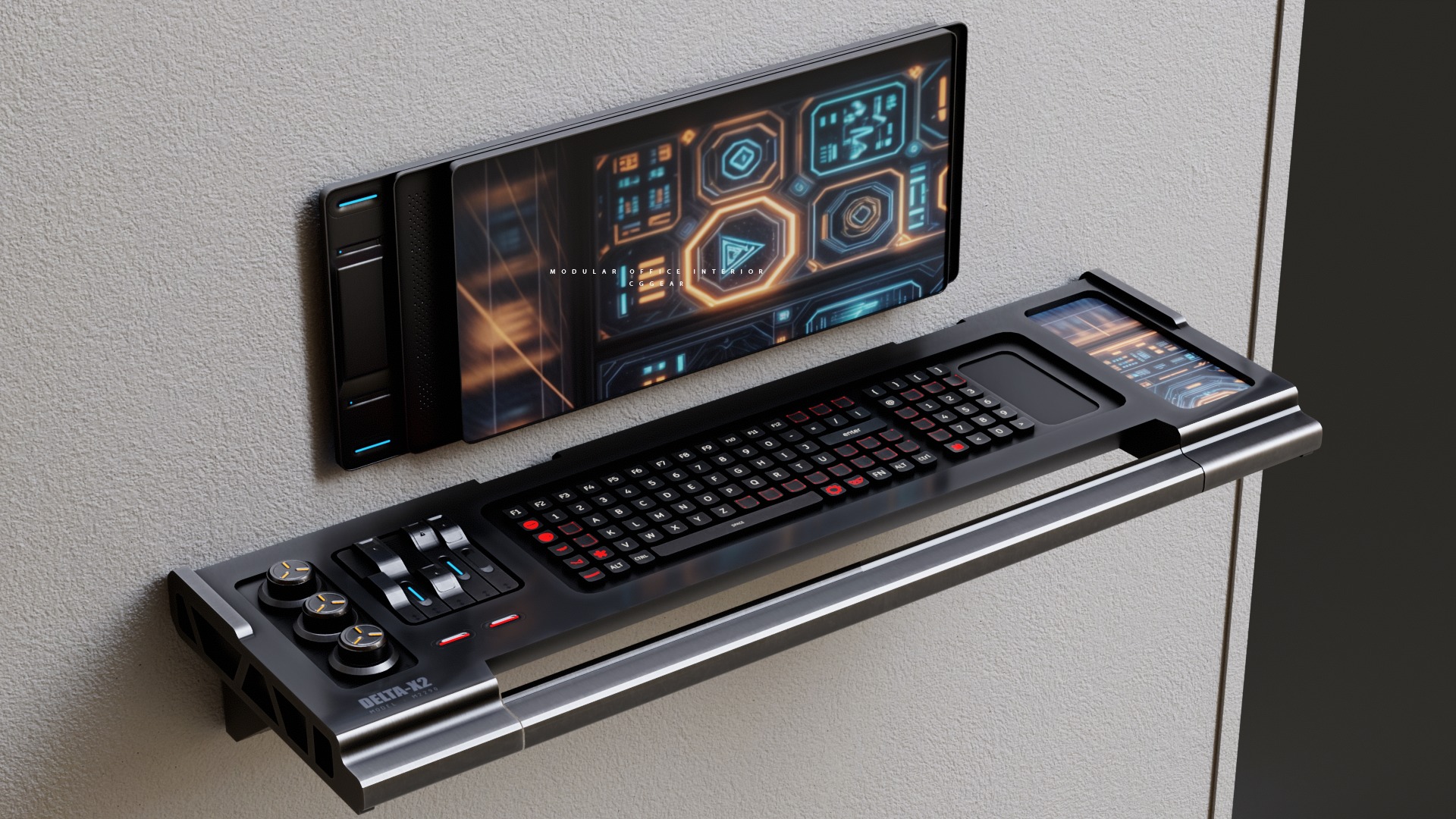 Modular Sci-fi office interior Low-poly 3D model_21