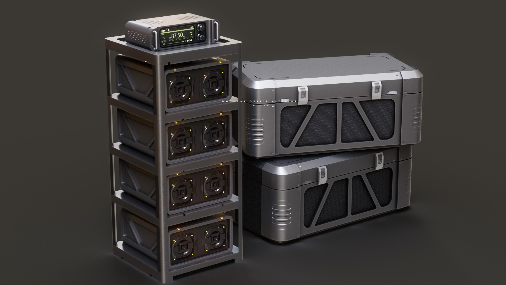 Modular Sci-fi office interior Low-poly 3D model_28