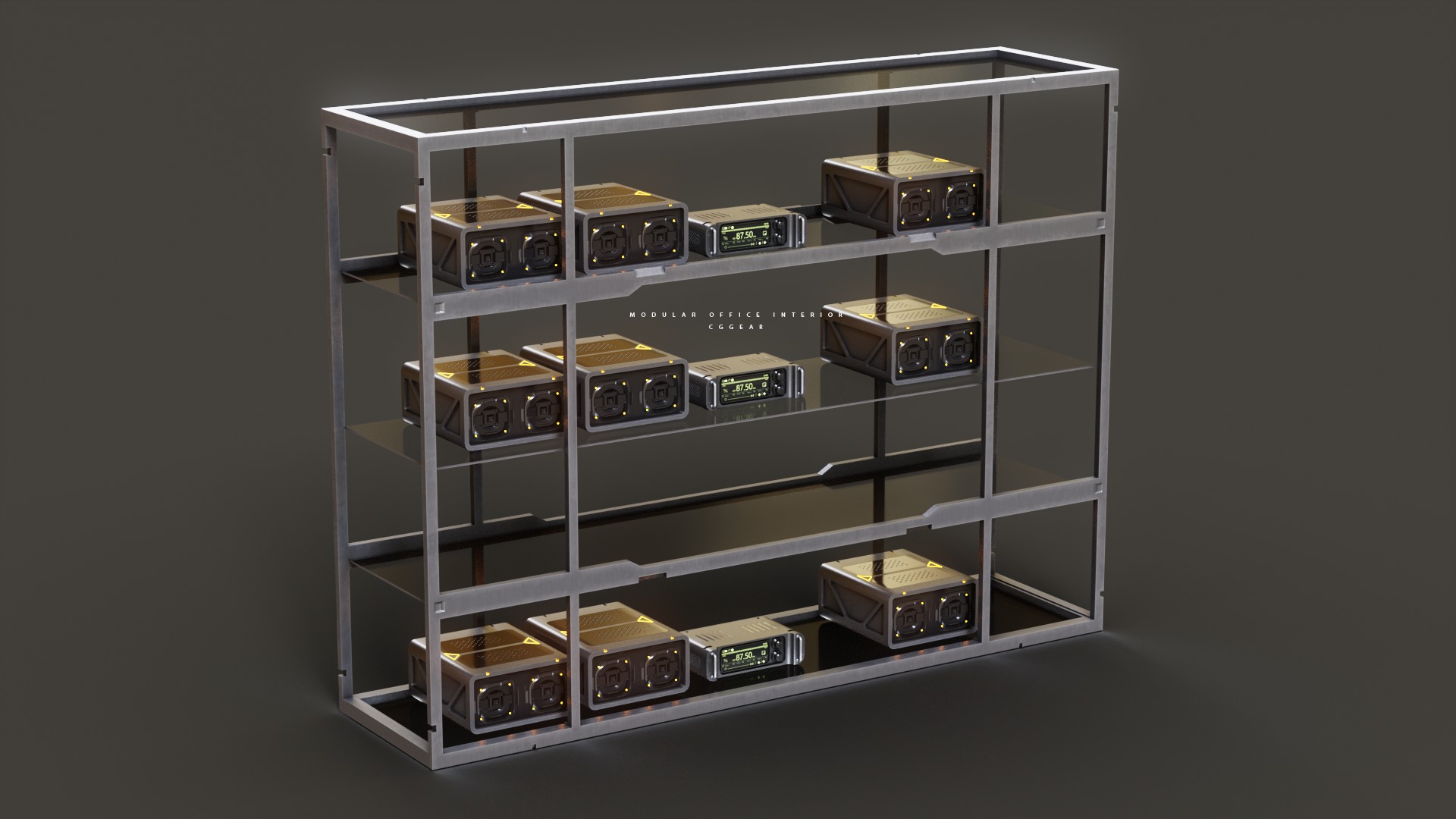 Modular Sci-fi office interior Low-poly 3D model_29