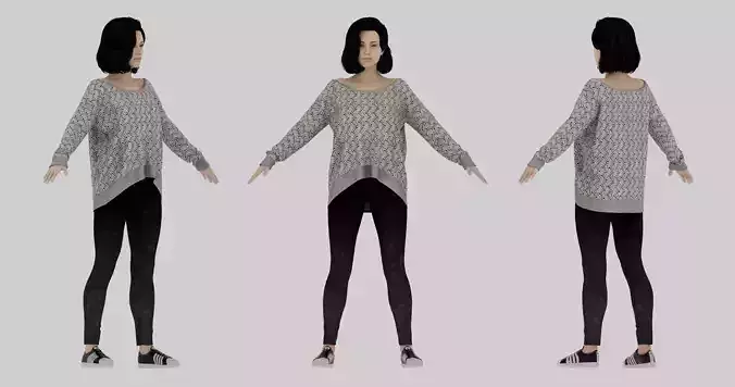 Realistic Casual Female Character