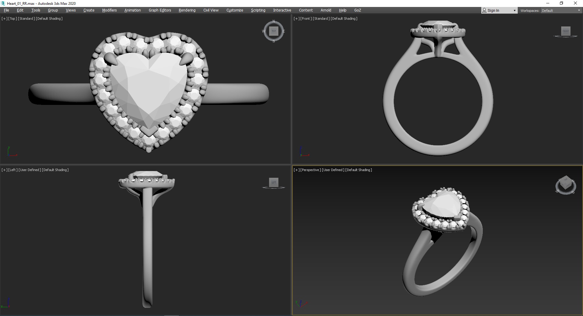 Haert Cut Halo Engagement Ring 3D print model_13
